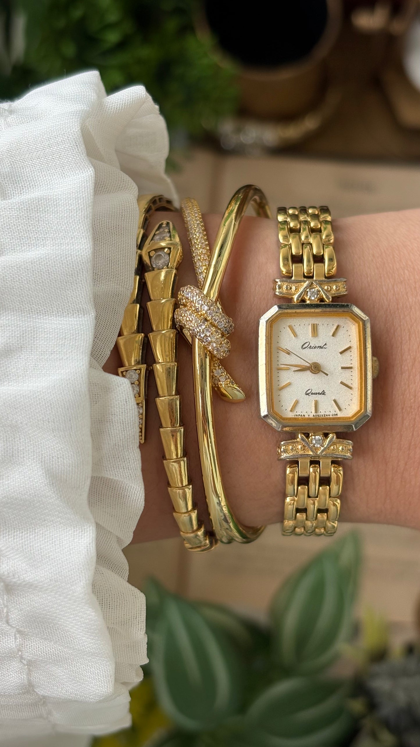 Vintage Orient by Seiko Mini Tank Watch in Gold Tone Quartz