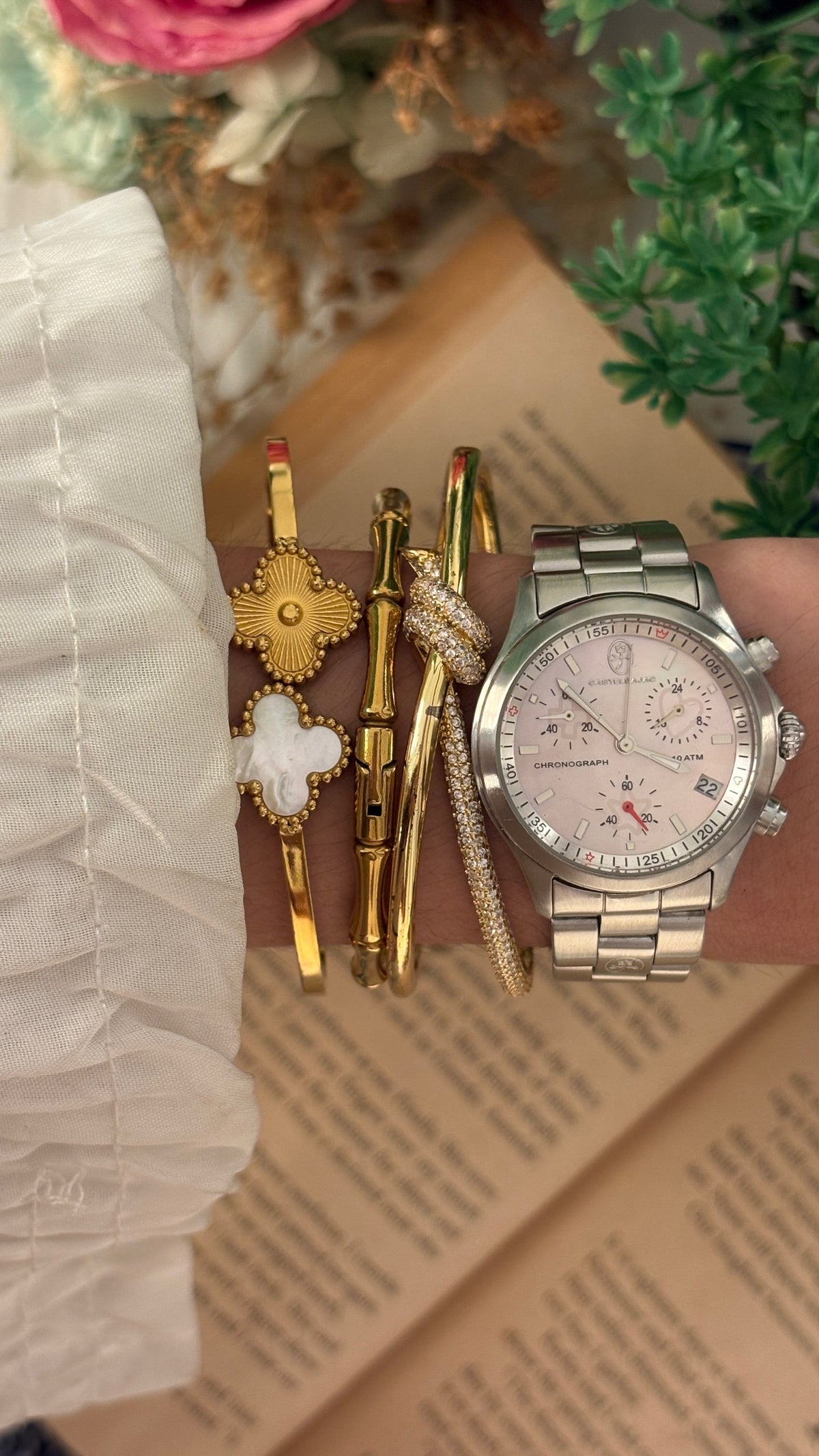 Vintage Castel Bajac Date Window Watch in Silver Tone Quartz