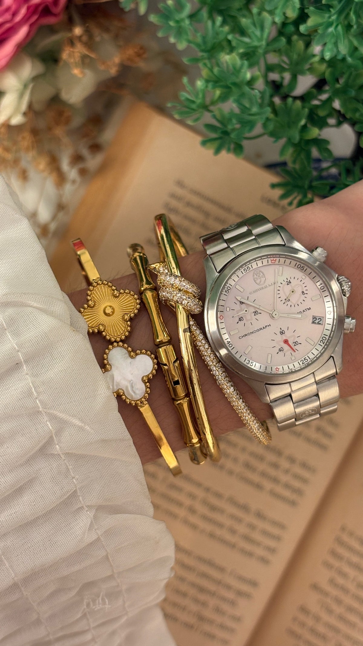 Vintage Castel Bajac Date Window Watch in Silver Tone Quartz