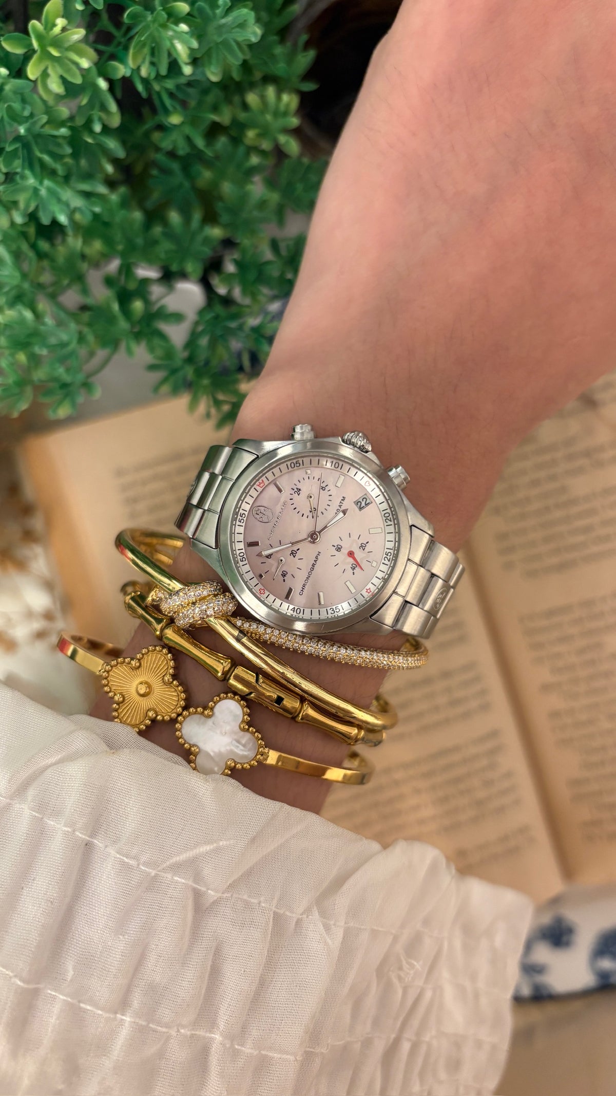 Vintage Castel Bajac Date Window Watch in Silver Tone Quartz