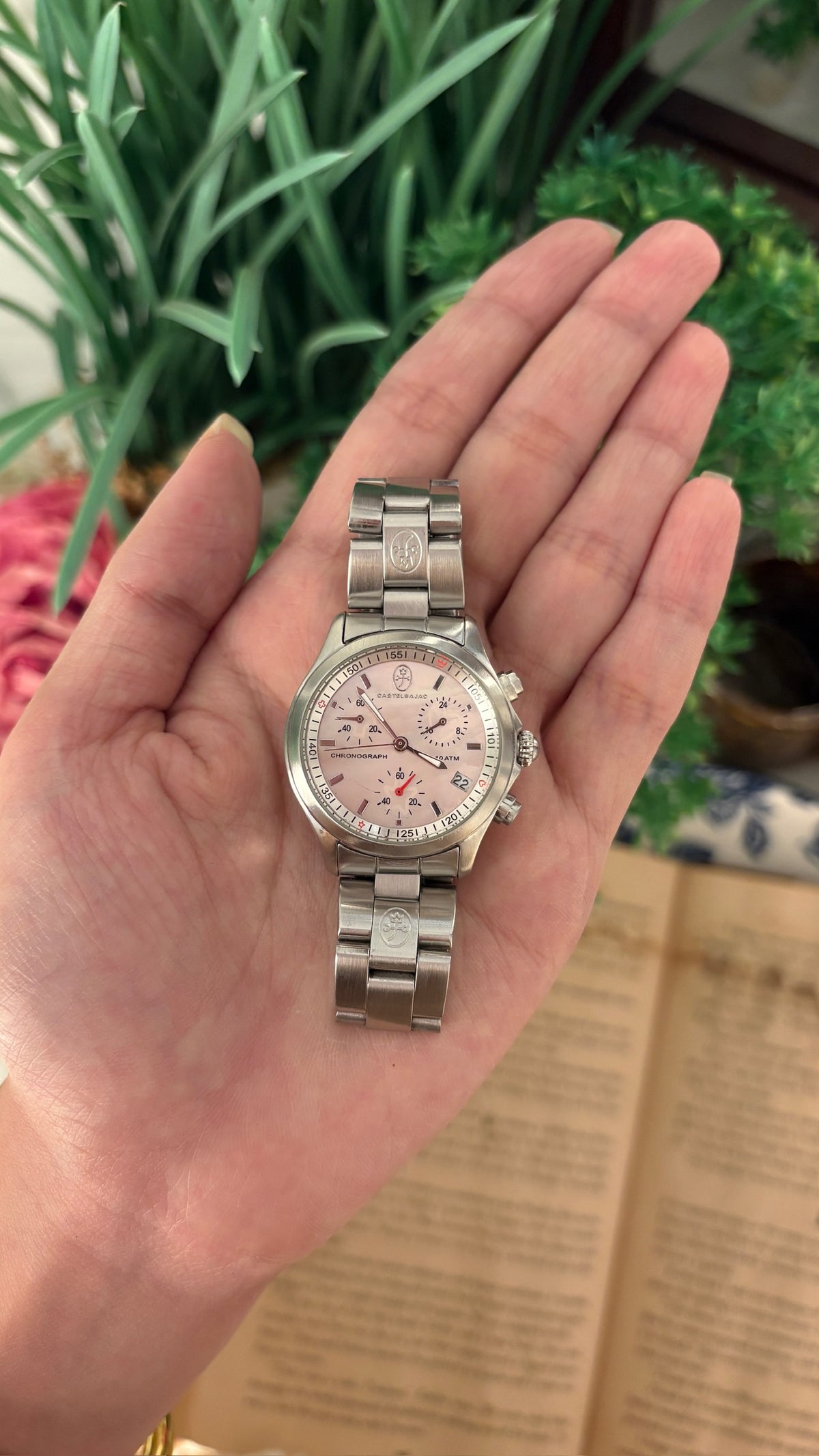 Vintage Castel Bajac Date Window Watch in Silver Tone Quartz