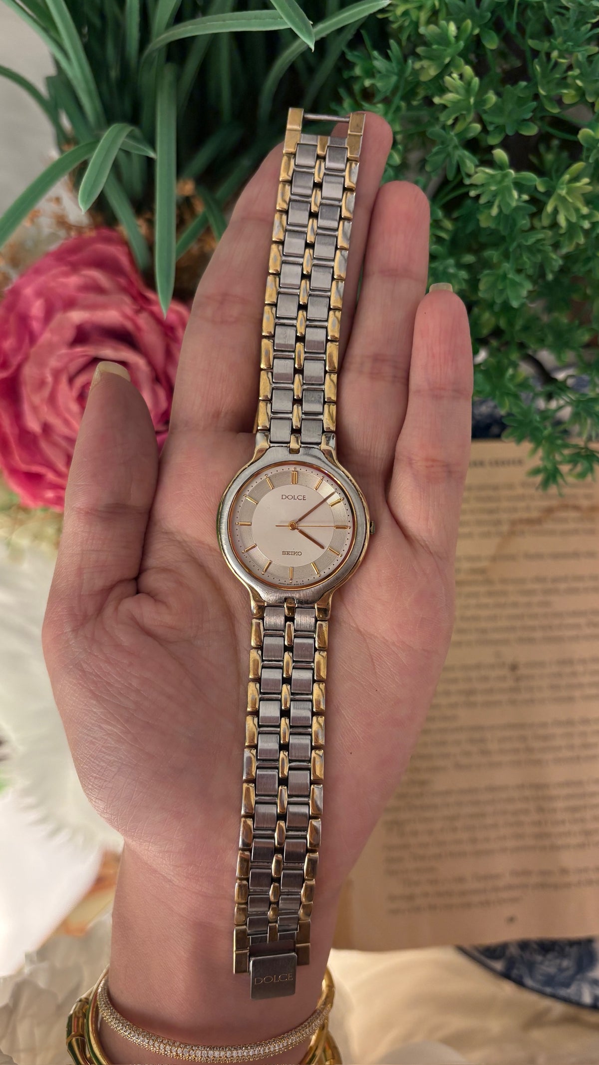 Extremely Rare Vintage Seiko Dolce Minimalist Watch in Two-Tone Quartz