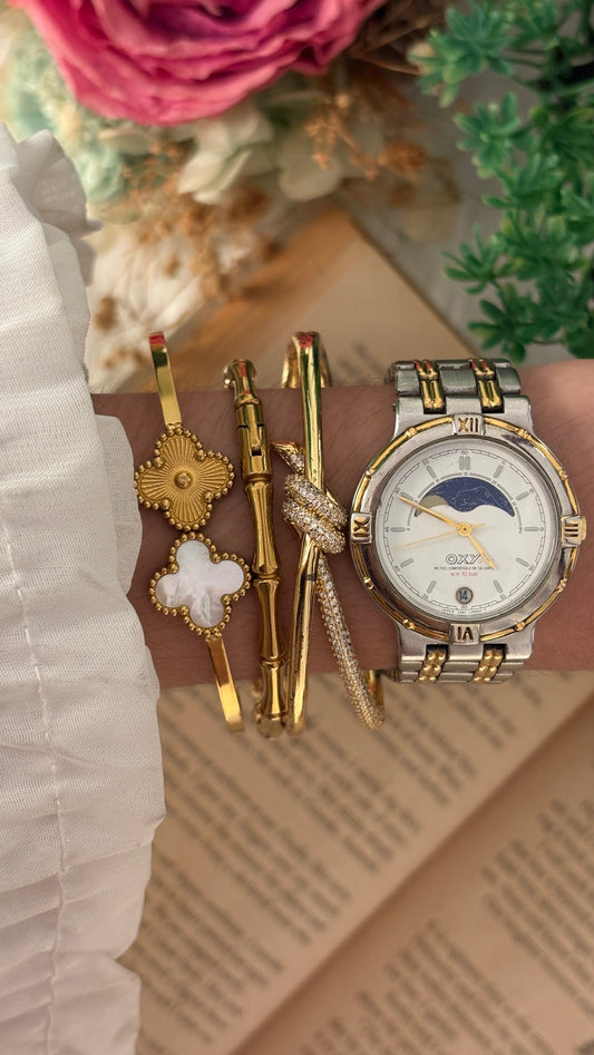 Extremely Rare Vintage Oxy Vega Citizen Moonphase Mens Watch in Two-Tone Quartz