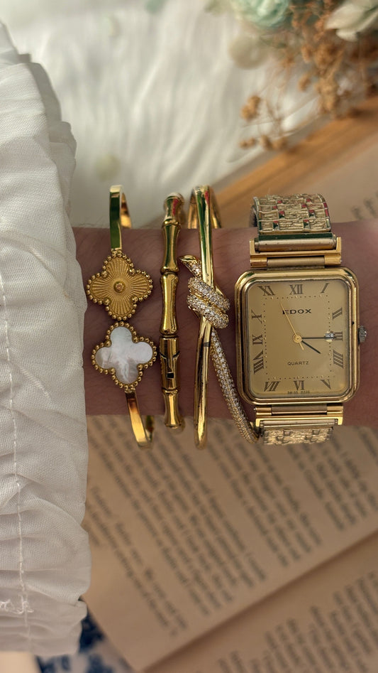 Rare Vintage Edox Swiss Roman Dial Tank Expandable Band Watch in Gold Tone Quartz