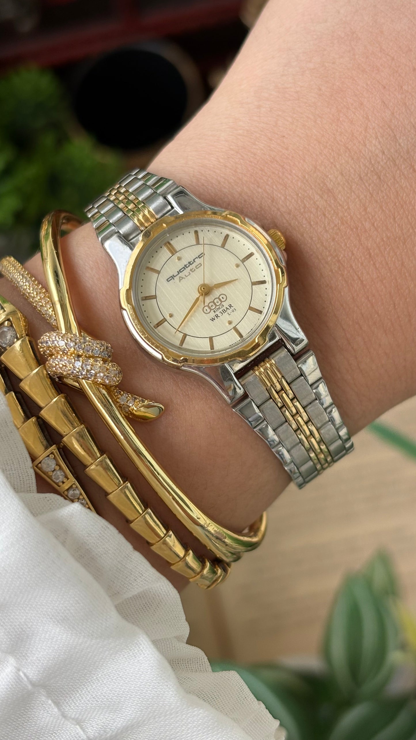 Vintage Quattro Auto Audi Watch in Two-Tone Quartz