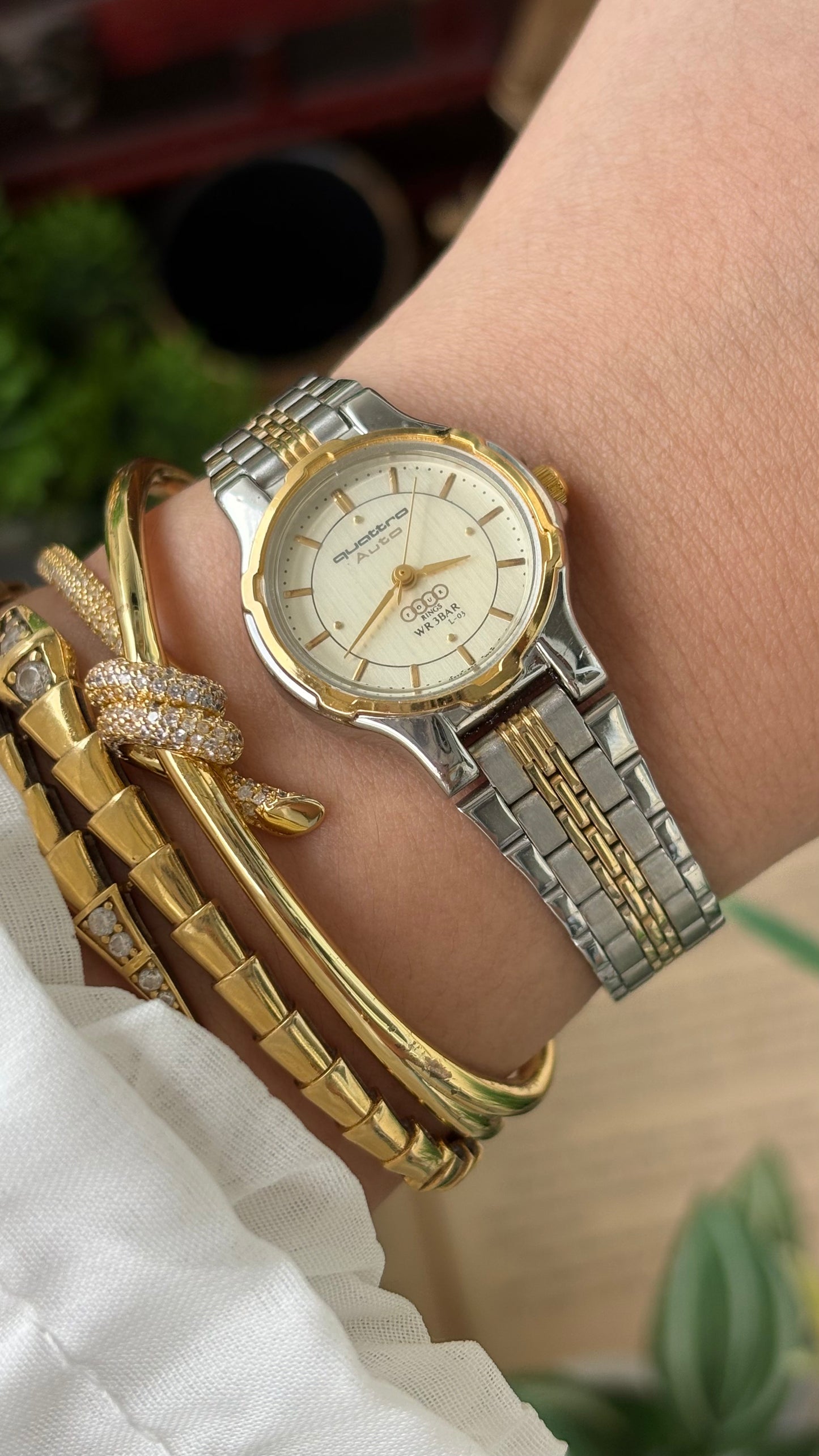 Vintage Quattro Auto Audi Watch in Two-Tone Quartz