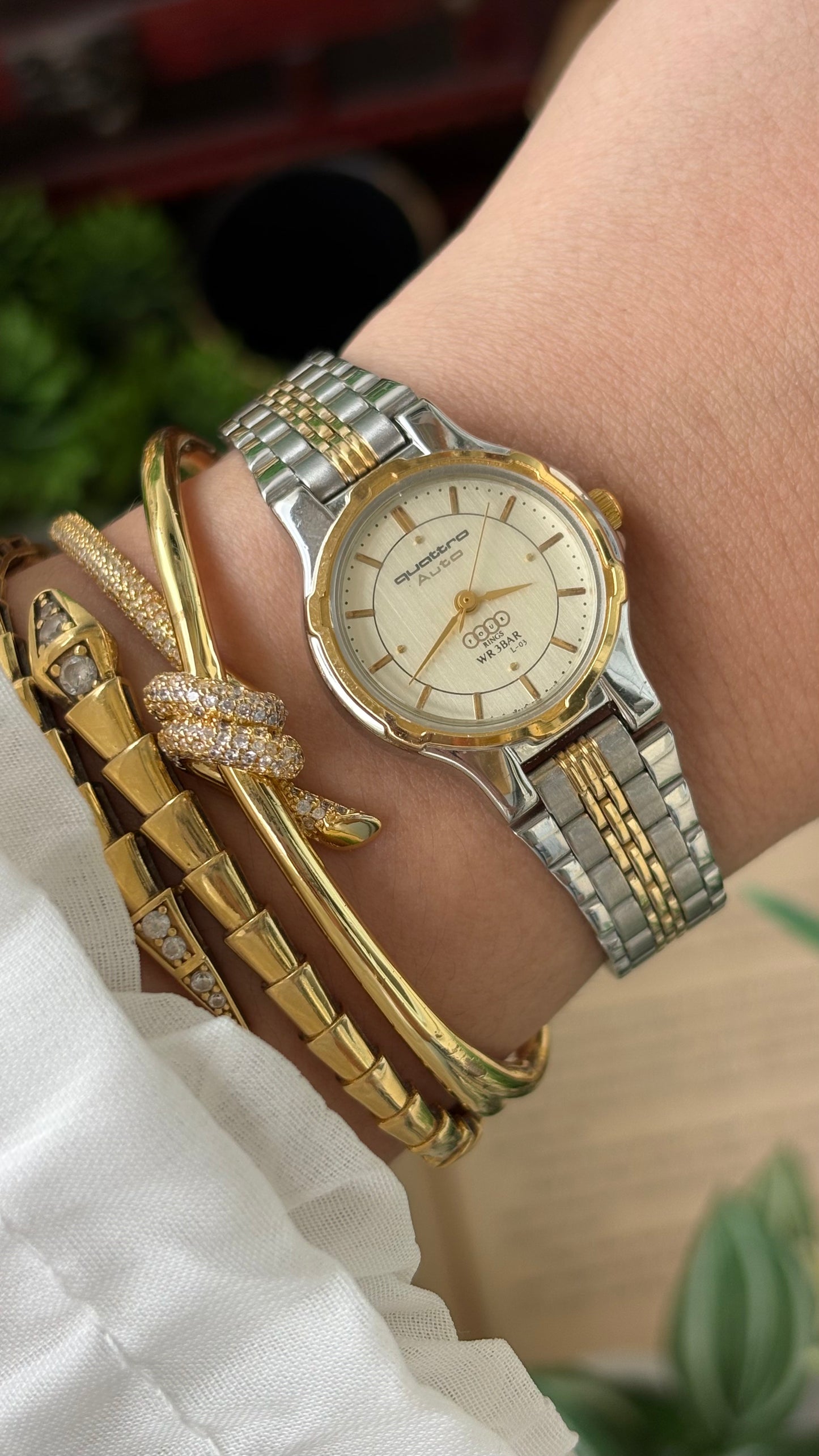 Vintage Quattro Auto Audi Watch in Two-Tone Quartz