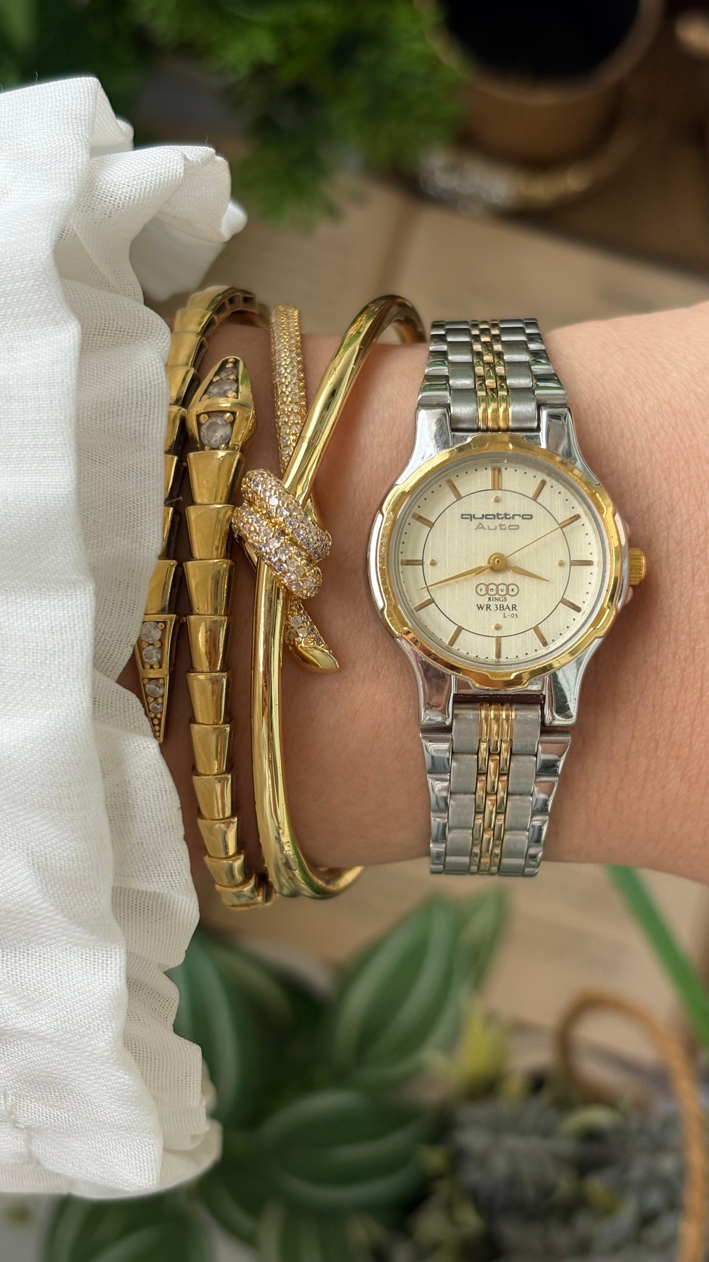 Vintage Quattro Auto Audi Watch in Two-Tone Quartz