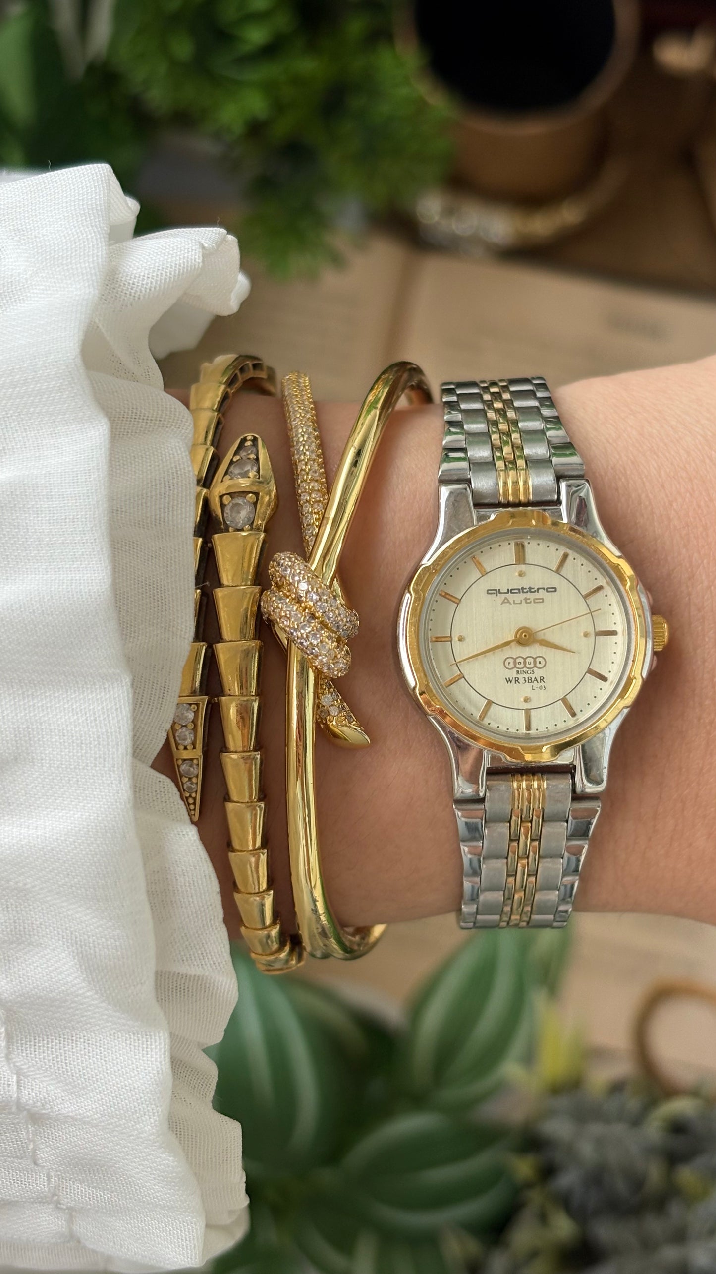 Vintage Quattro Auto Audi Watch in Two-Tone Quartz