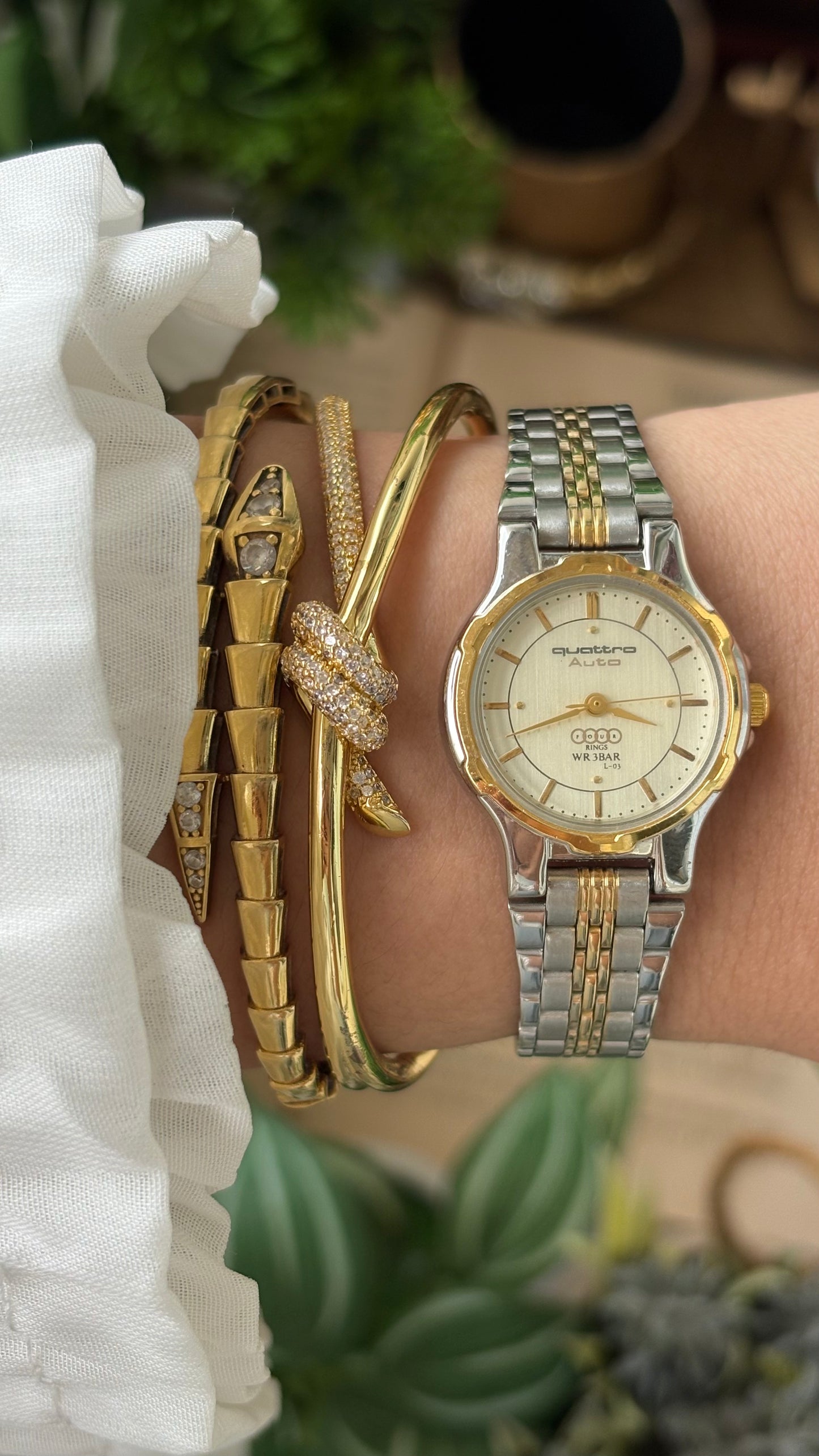 Vintage Quattro Auto Audi Watch in Two-Tone Quartz