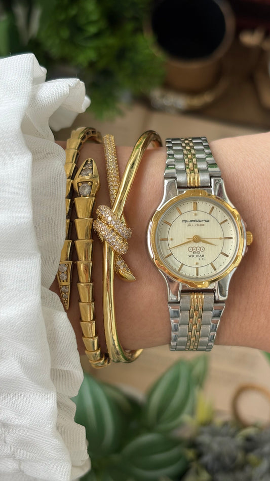 Vintage Quattro Auto Audi Watch in Two-Tone Quartz