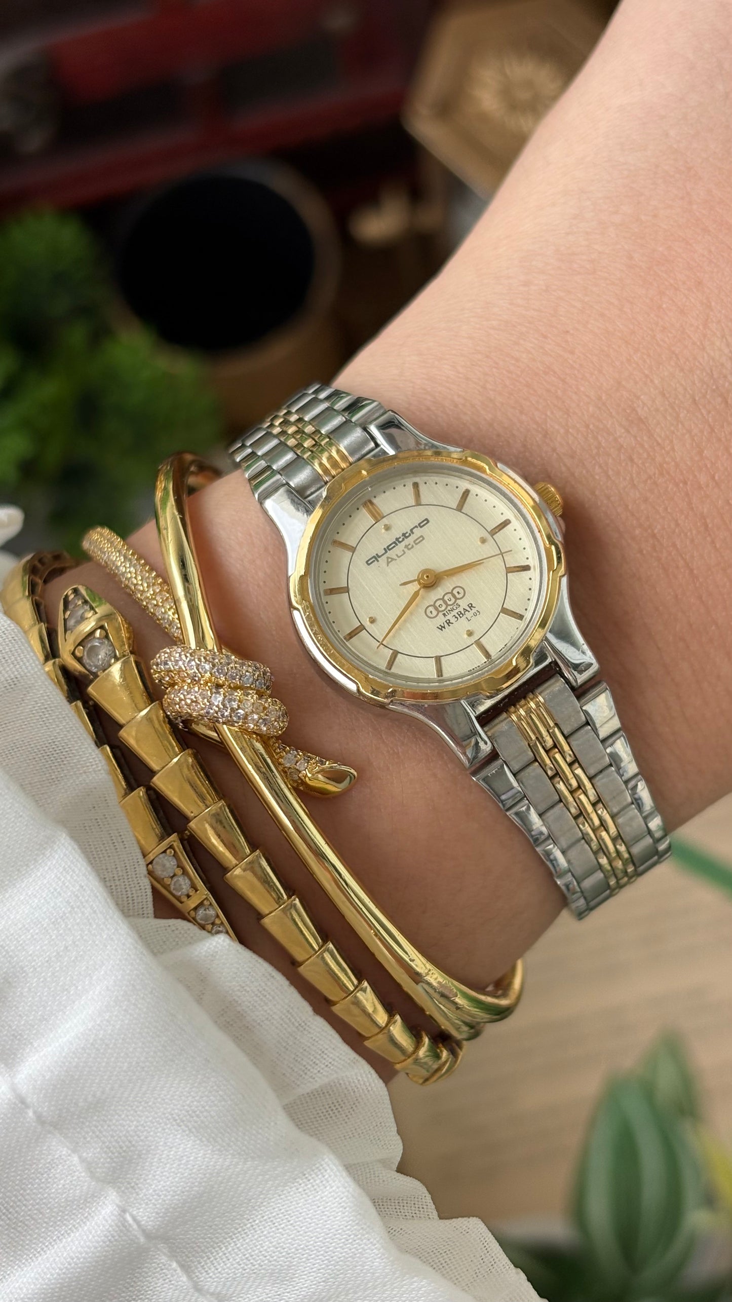 Vintage Quattro Auto Audi Watch in Two-Tone Quartz