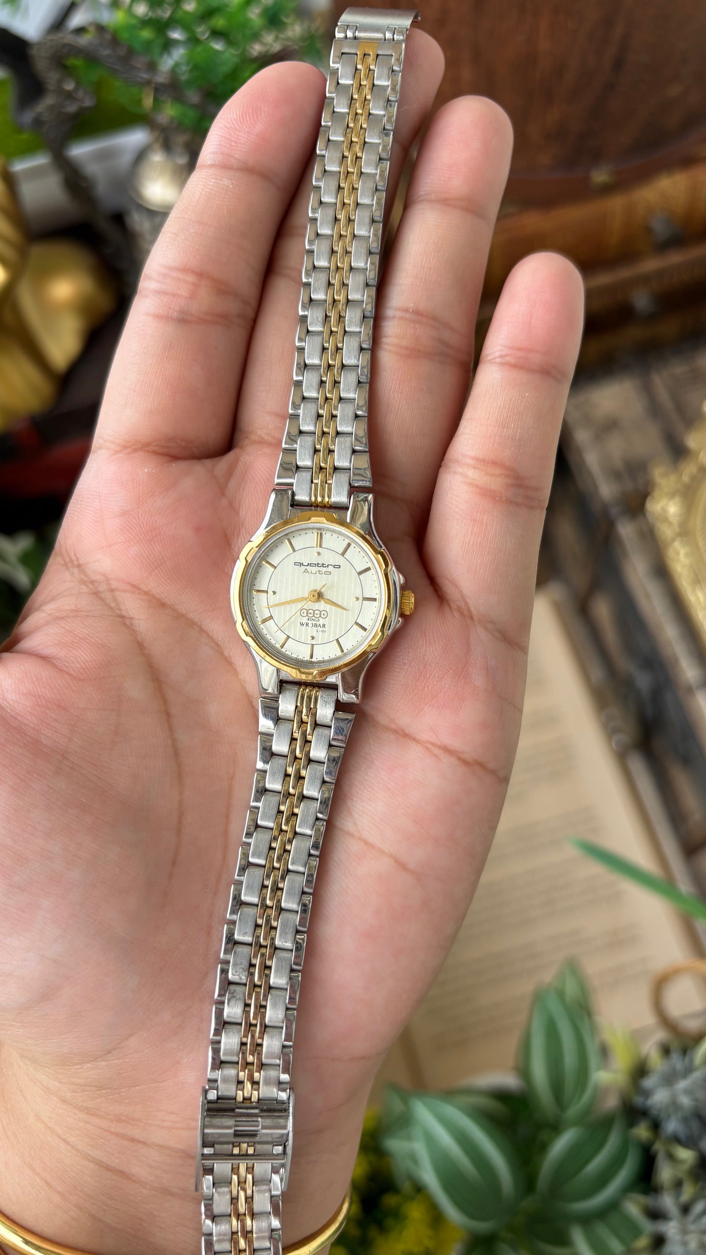 Vintage Quattro Auto Audi Watch in Two-Tone Quartz