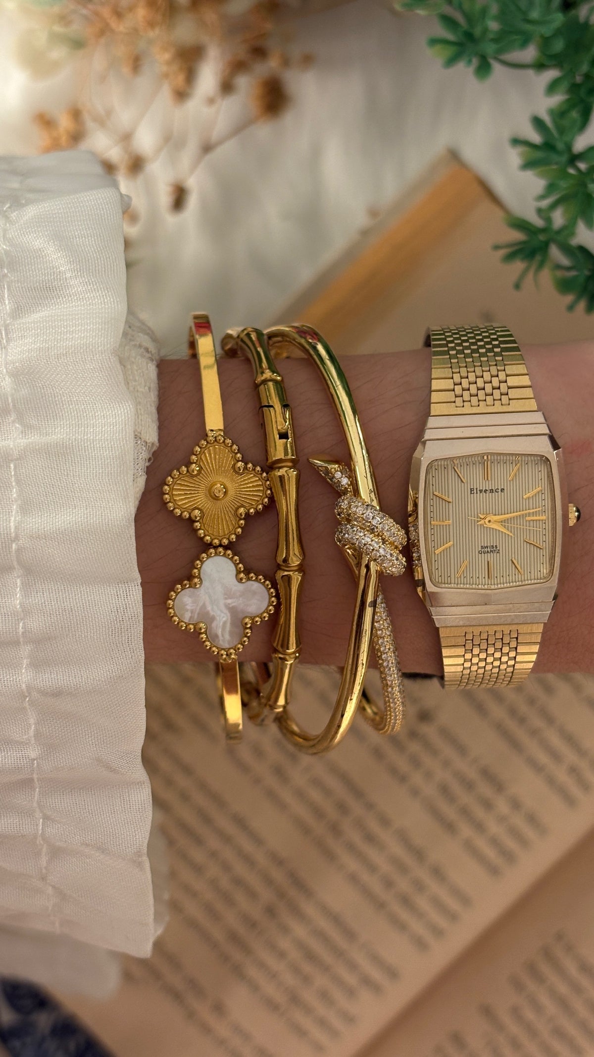 Vintage Elvence Swiss Tank Watch in Gold Tone Quartz