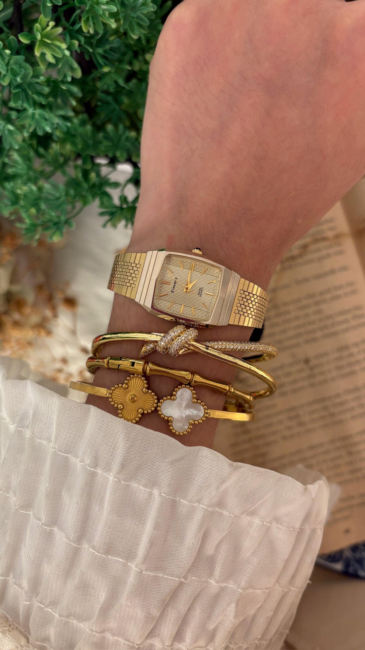 Vintage Elvence Swiss Tank Watch in Gold Tone Quartz