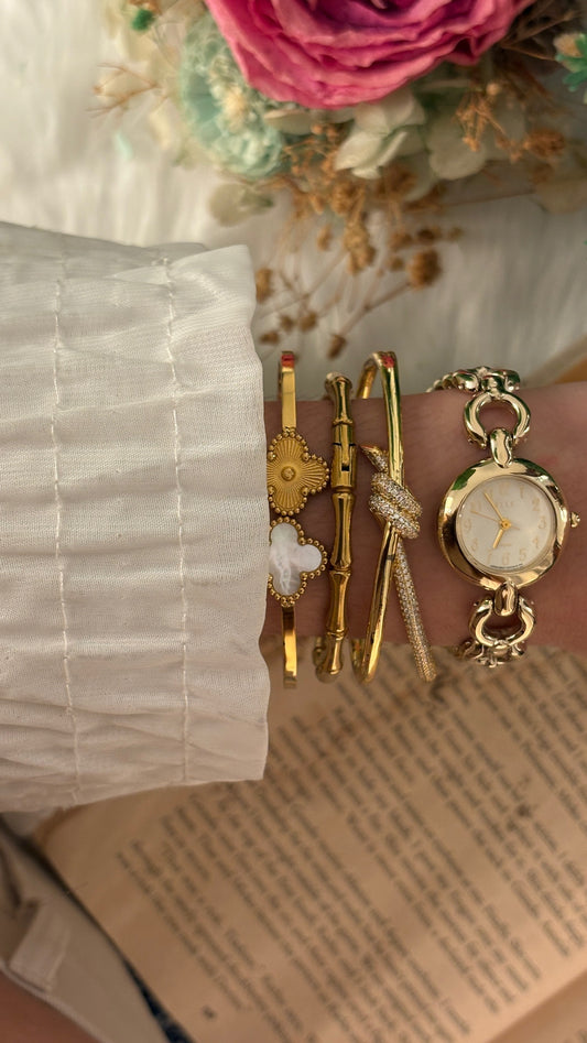Rare Vintage Elle Paris Bracelet Watch in Gold Tone Quartz