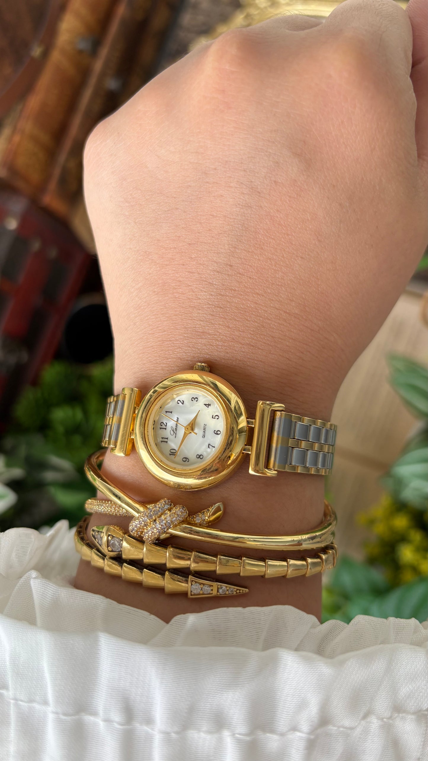 Vintage Lamue Watch in Two-Tone Mother of Pearl Dial Quartz