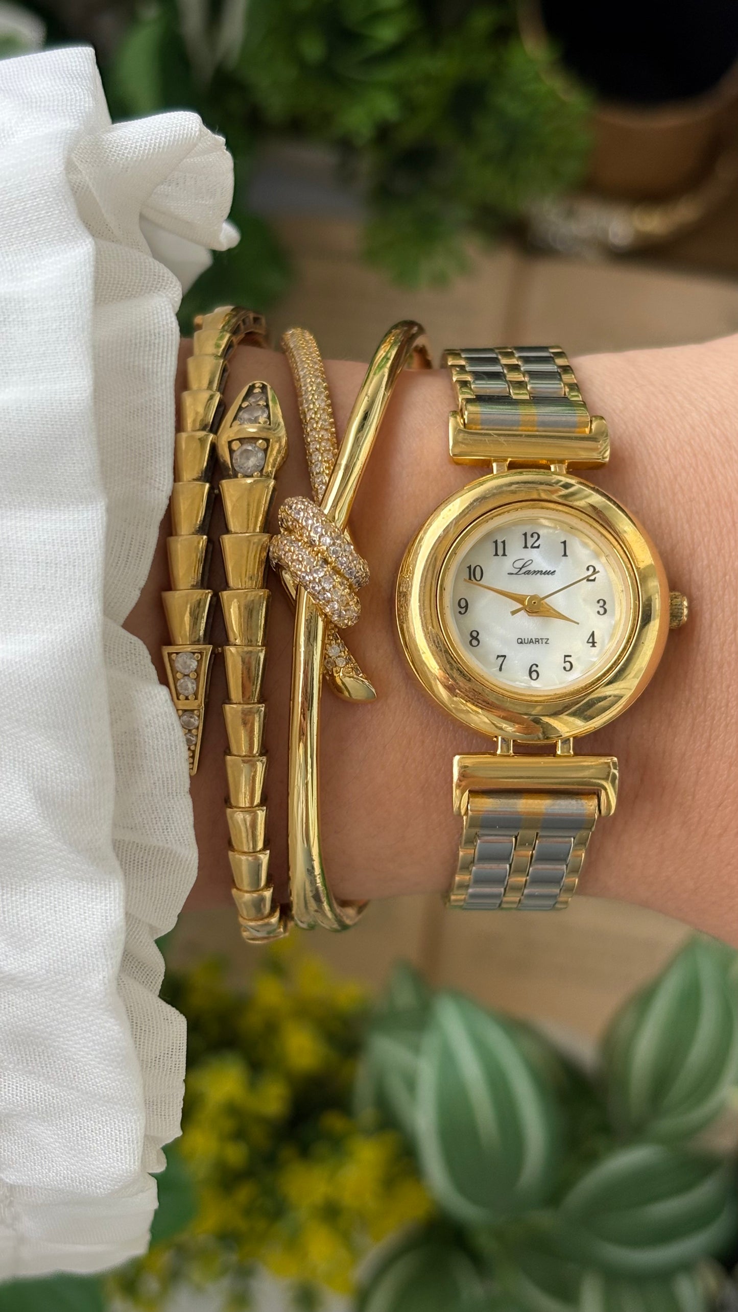 Vintage Lamue Watch in Two-Tone Mother of Pearl Dial Quartz