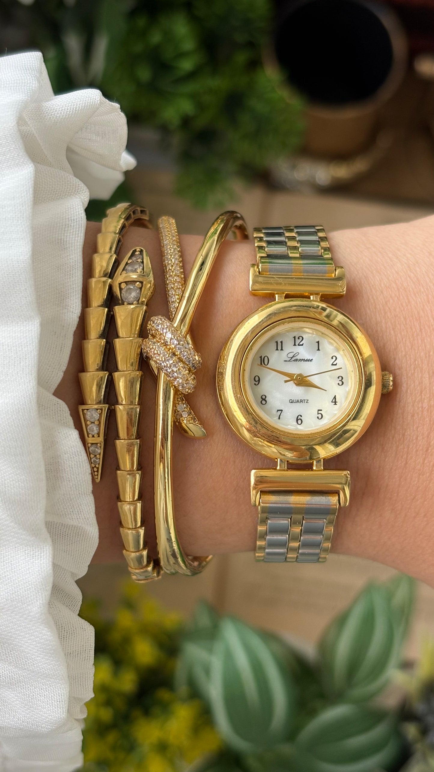 Vintage Lamue Watch in Two-Tone Mother of Pearl Dial Quartz