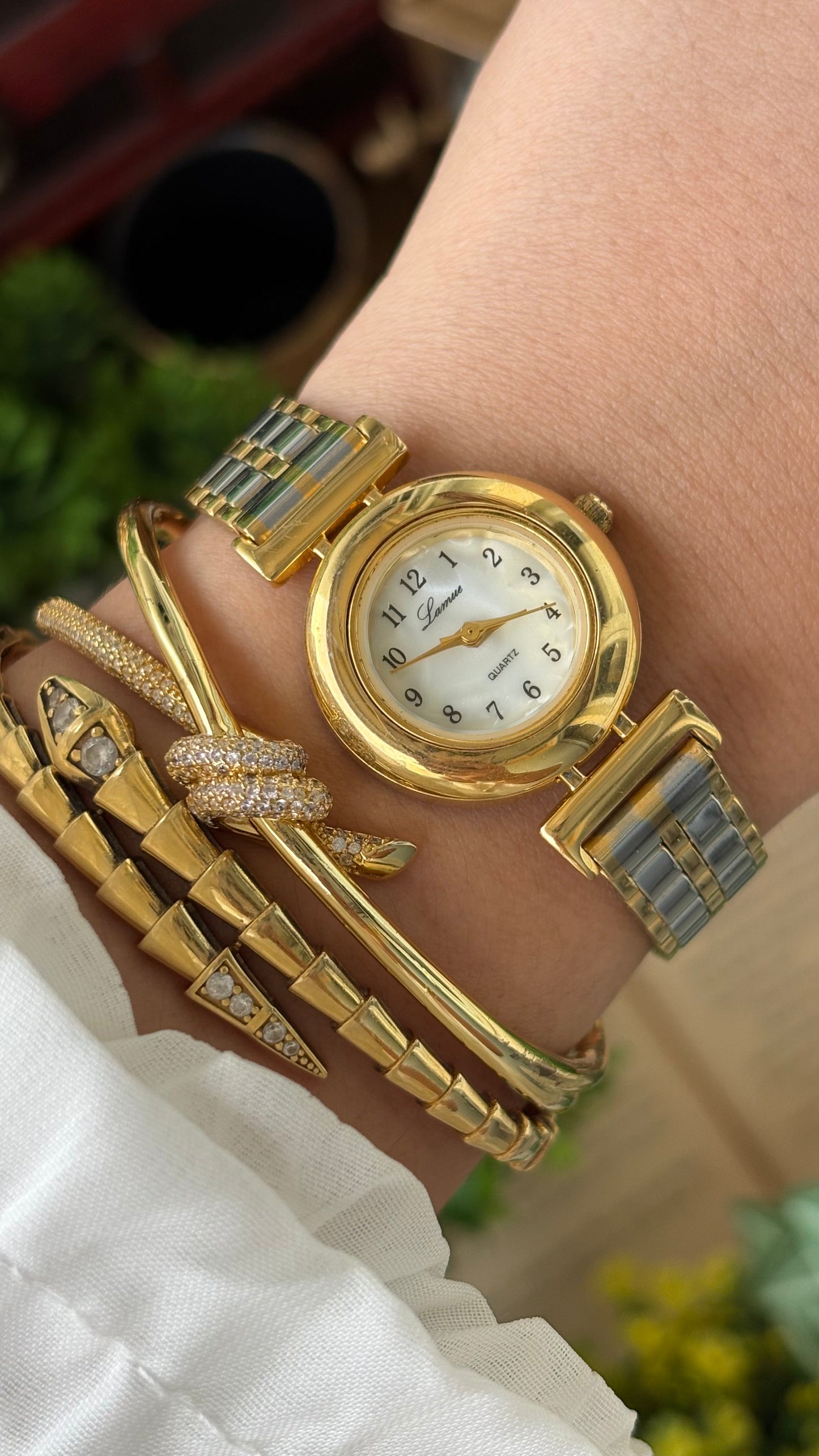 Vintage Lamue Watch in Two-Tone Mother of Pearl Dial Quartz