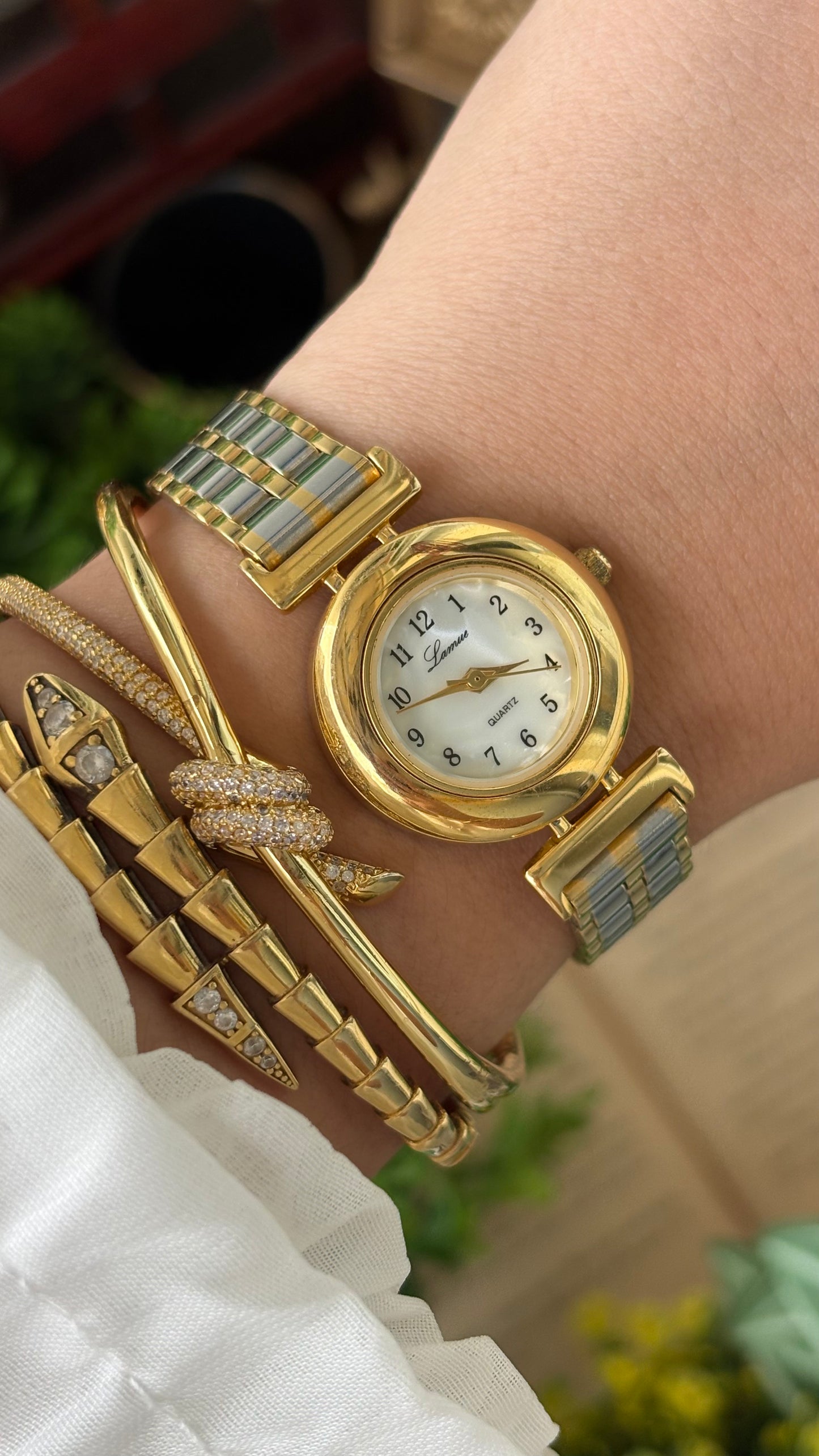 Vintage Lamue Watch in Two-Tone Mother of Pearl Dial Quartz