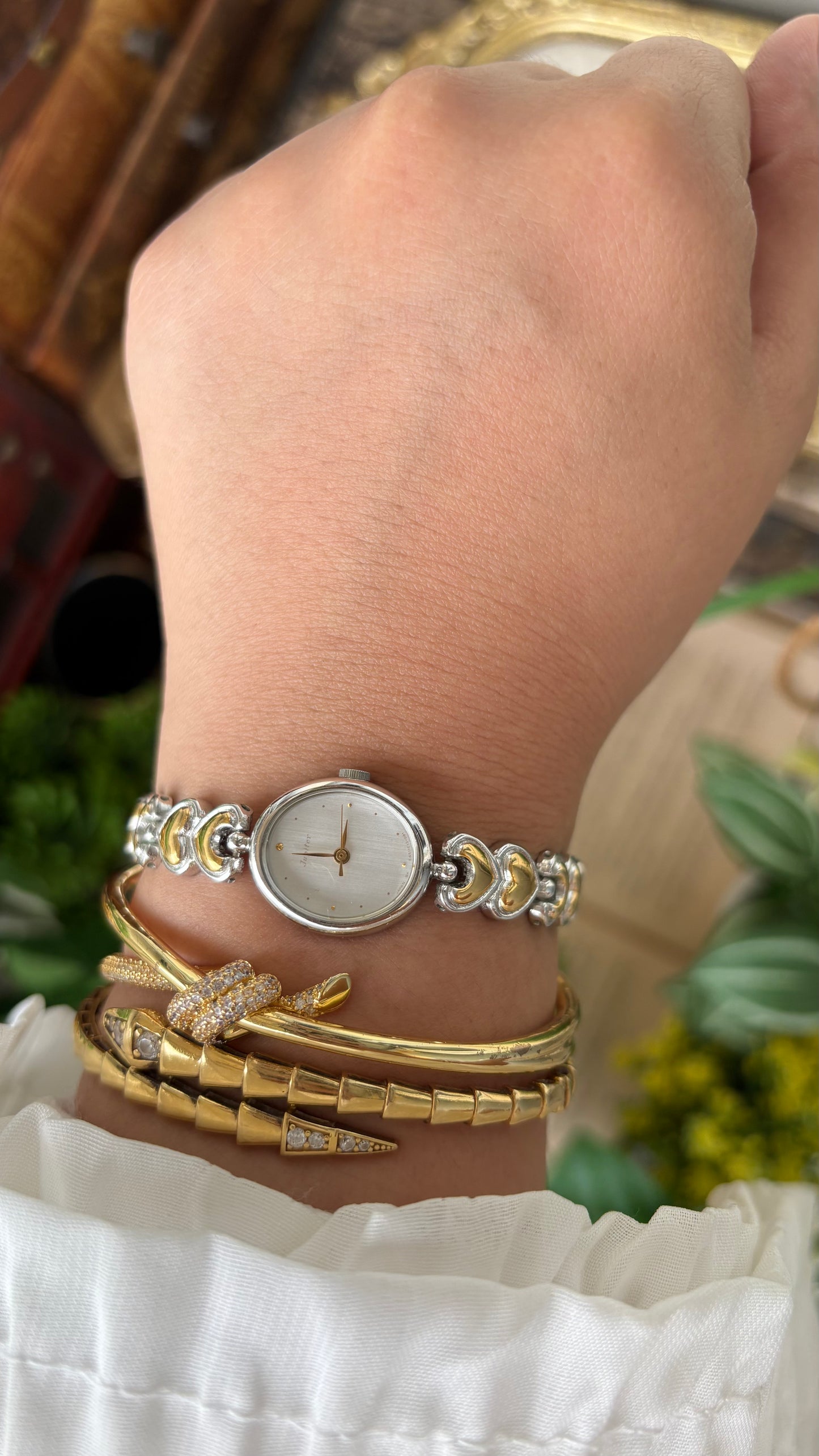 Vintage Jupiter by Orient Seiko Heart Bracelet Watch in Two-Tone Quartz