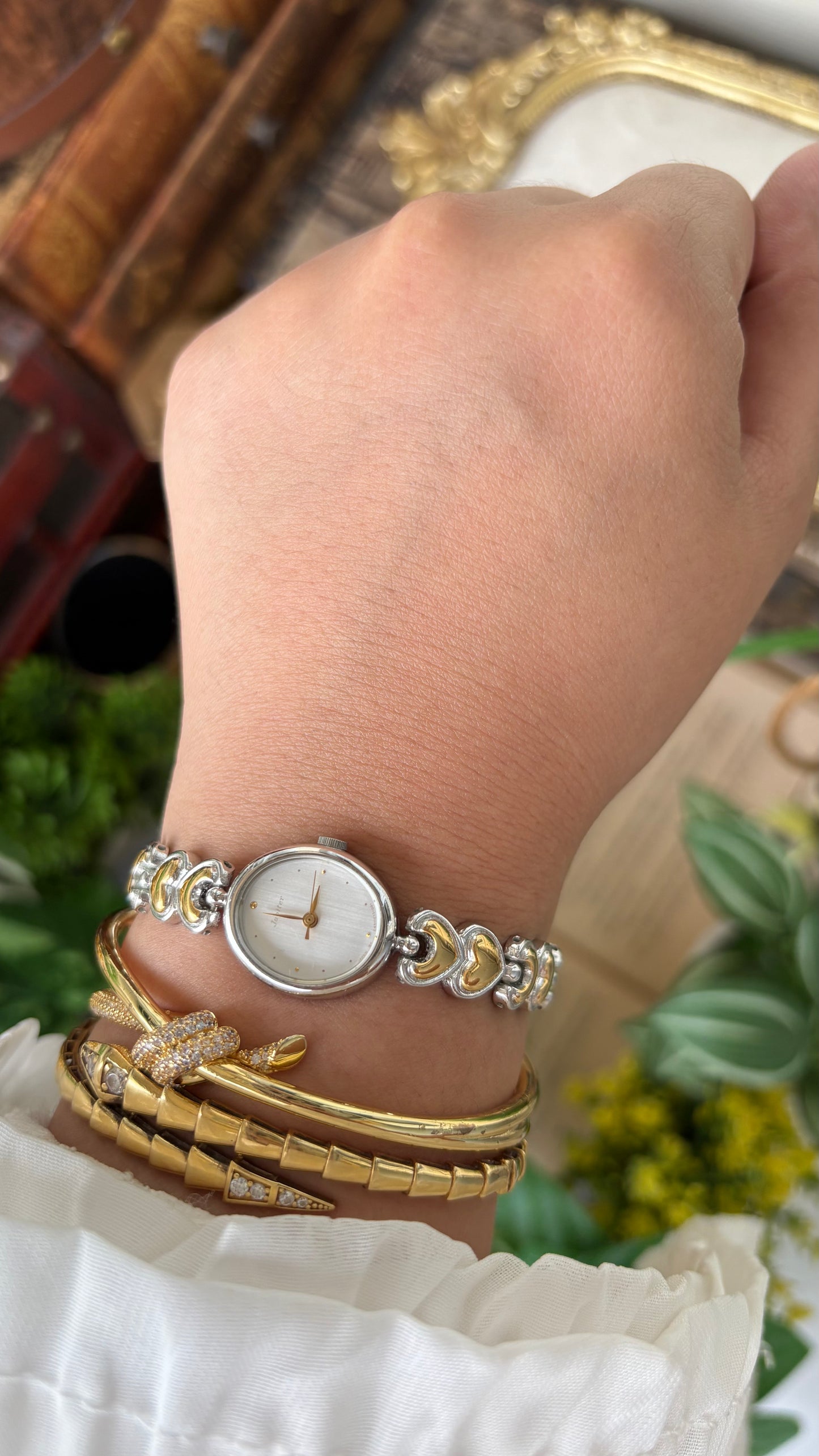 Vintage Jupiter by Orient Seiko Heart Bracelet Watch in Two-Tone Quartz