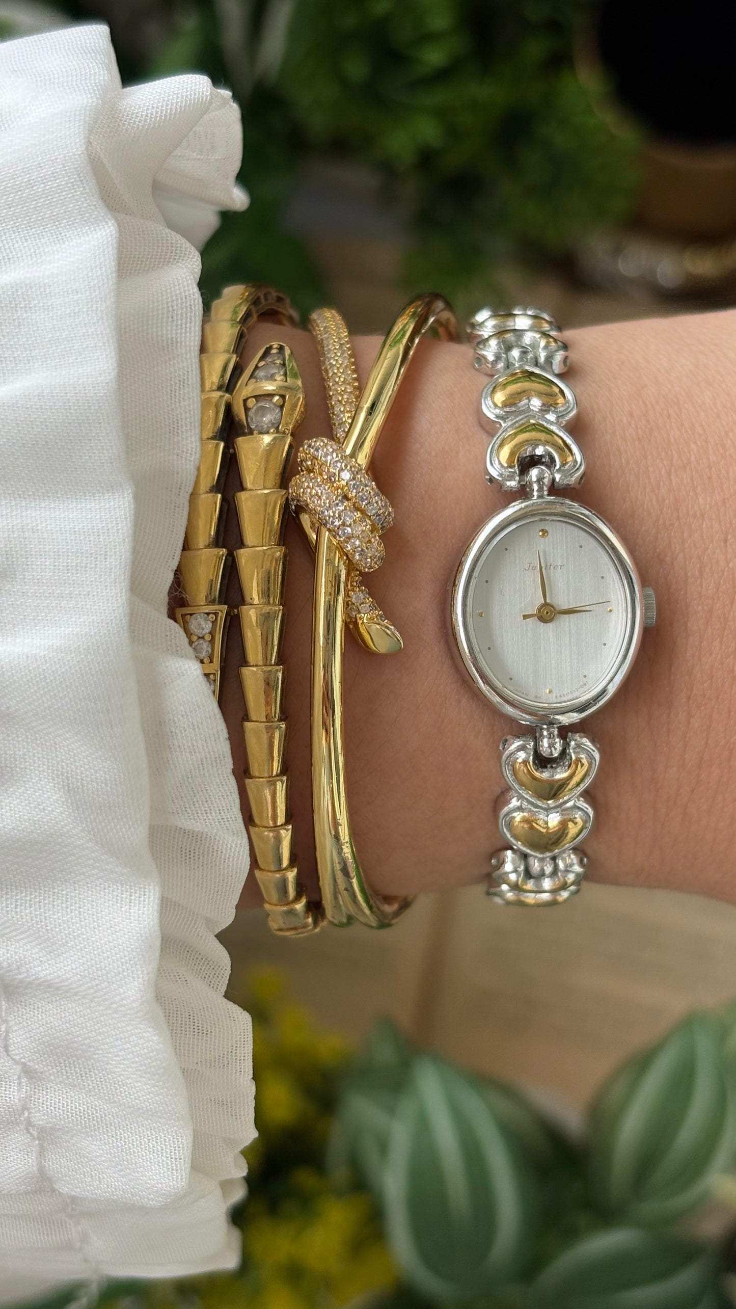 Vintage Jupiter by Orient Seiko Heart Bracelet Watch in Two-Tone Quartz