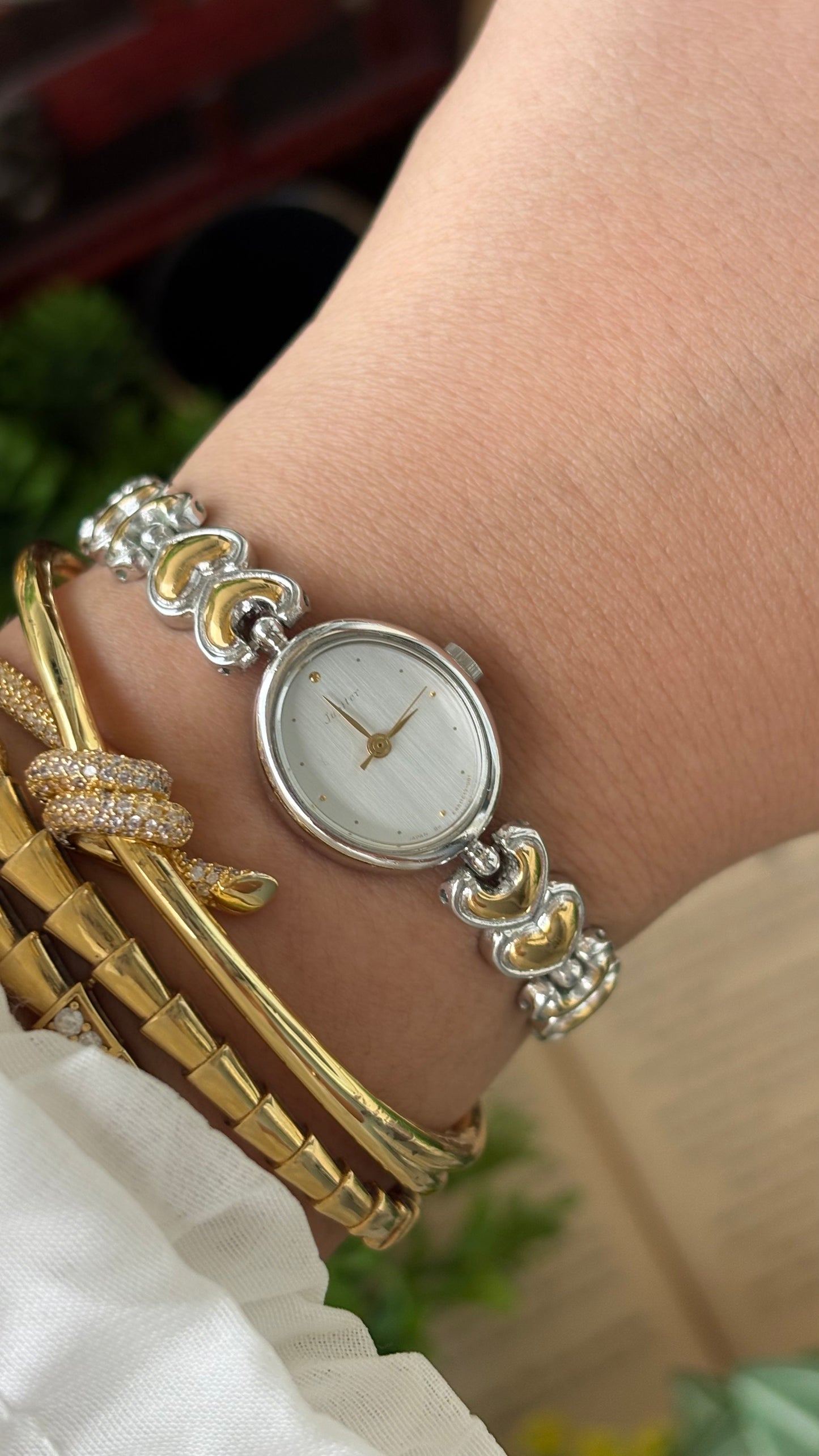 Vintage Jupiter by Orient Seiko Heart Bracelet Watch in Two-Tone Quartz