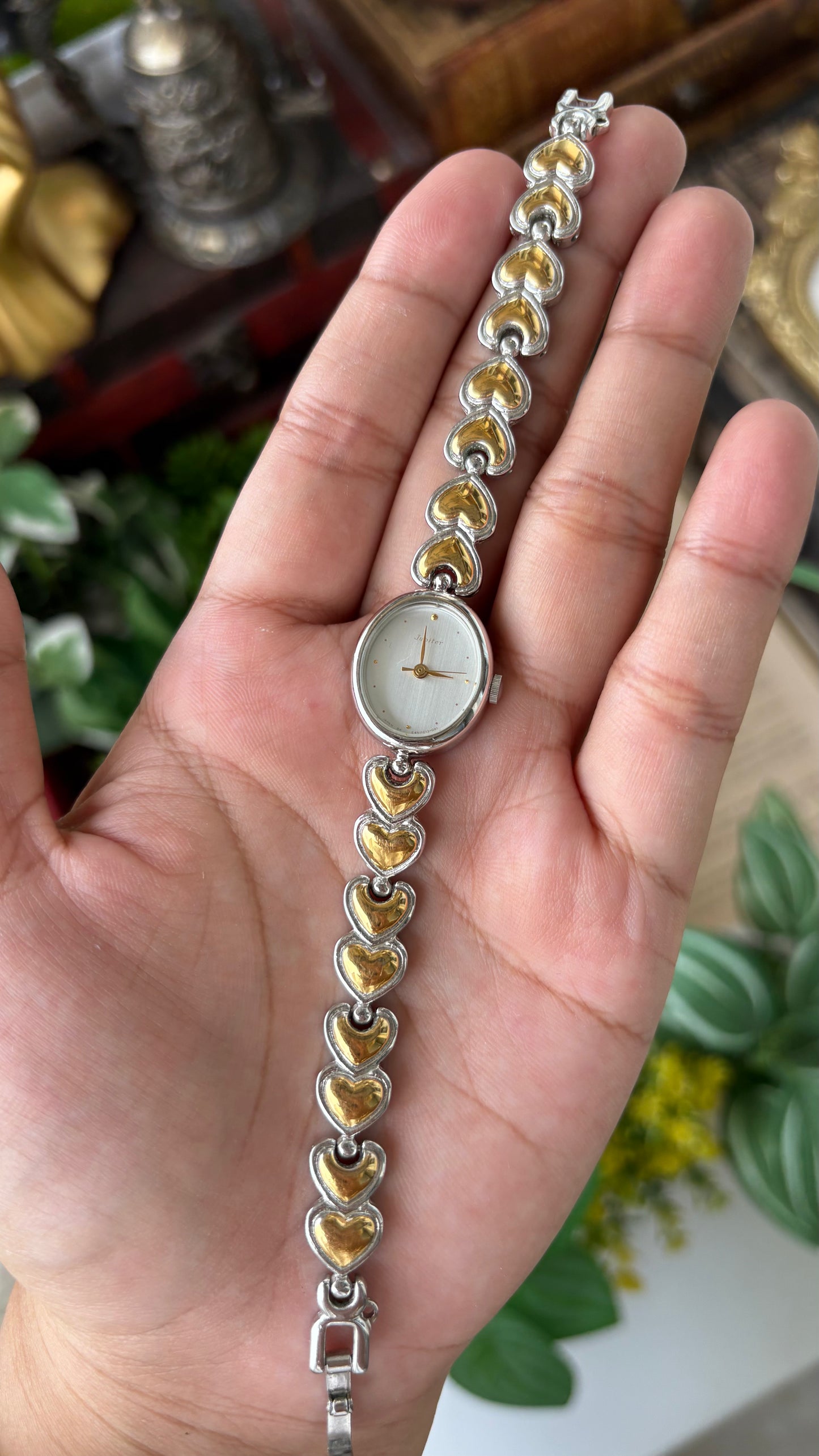 Vintage Jupiter by Orient Seiko Heart Bracelet Watch in Two-Tone Quartz