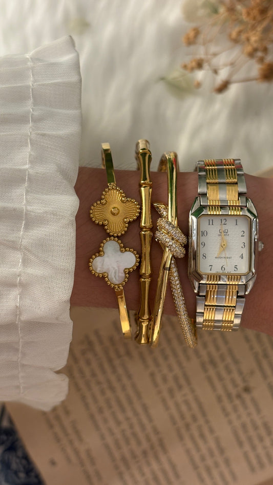 Rare Vintage Q&Q Citizen Tank Watch in Two-Tone Quartz