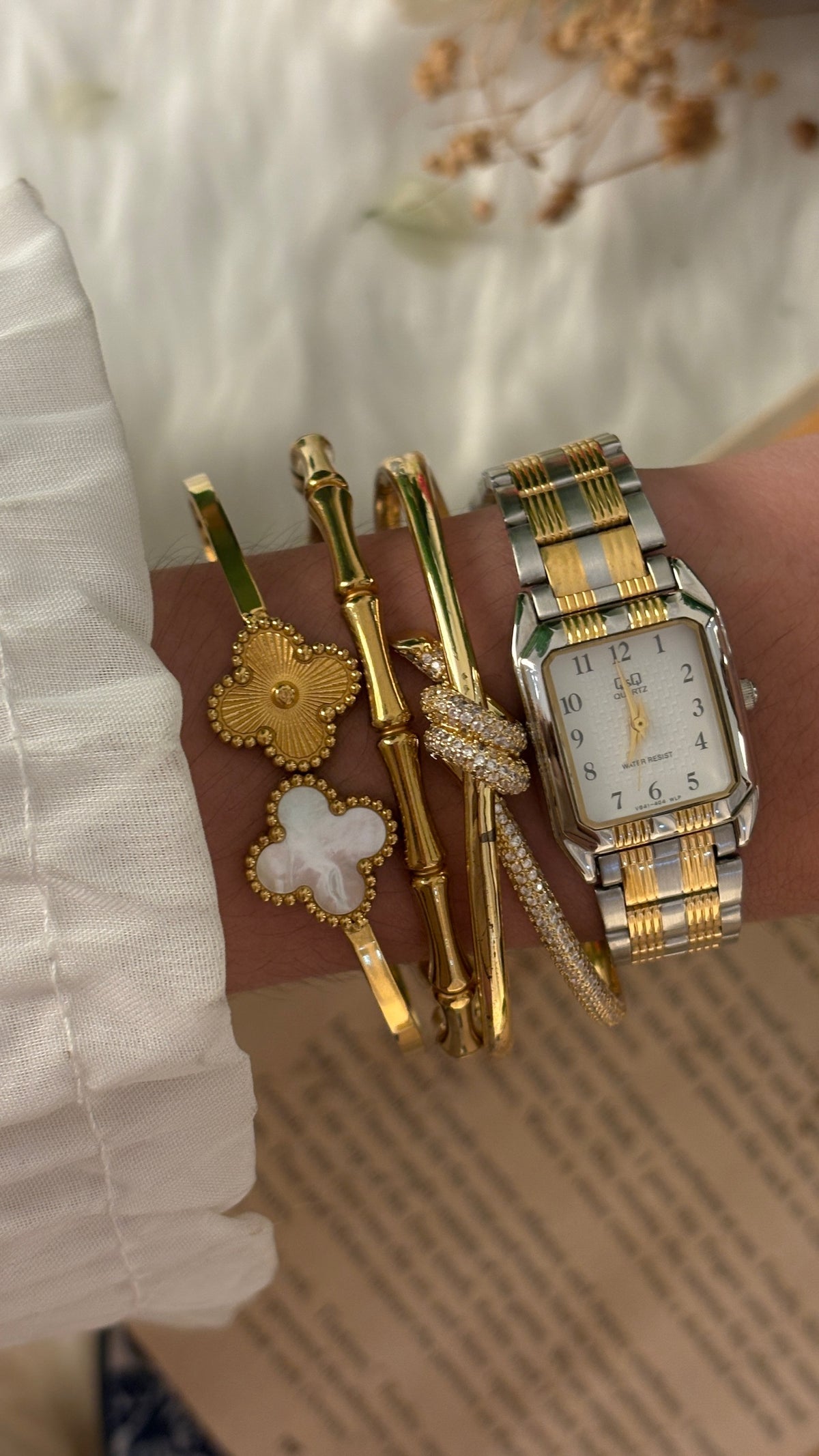 Rare Vintage Q&Q Citizen Tank Watch in Two-Tone Quartz