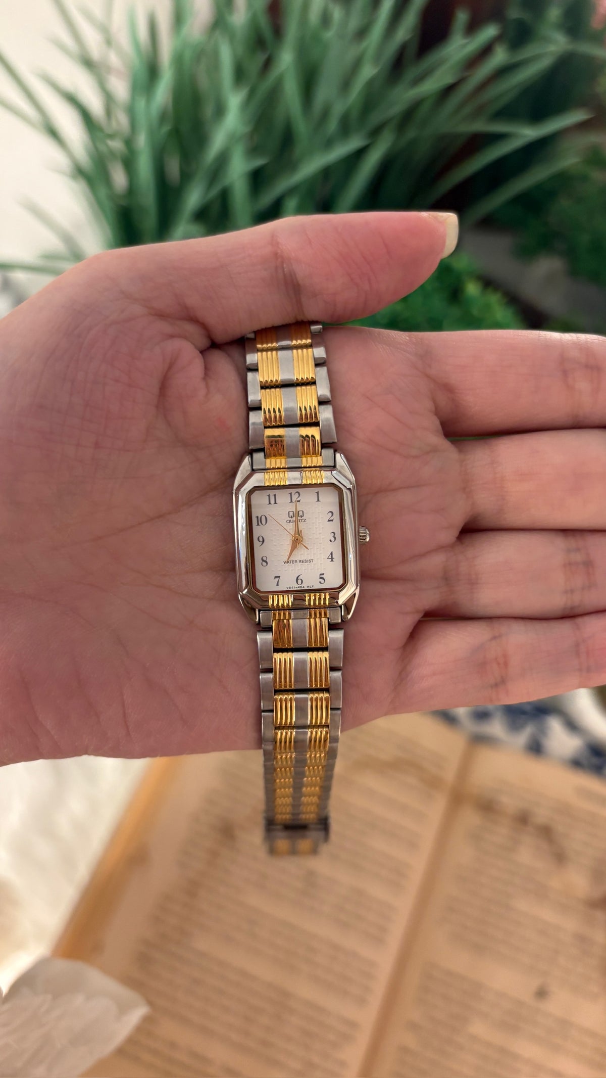 Rare Vintage Q&Q Citizen Tank Watch in Two-Tone Quartz