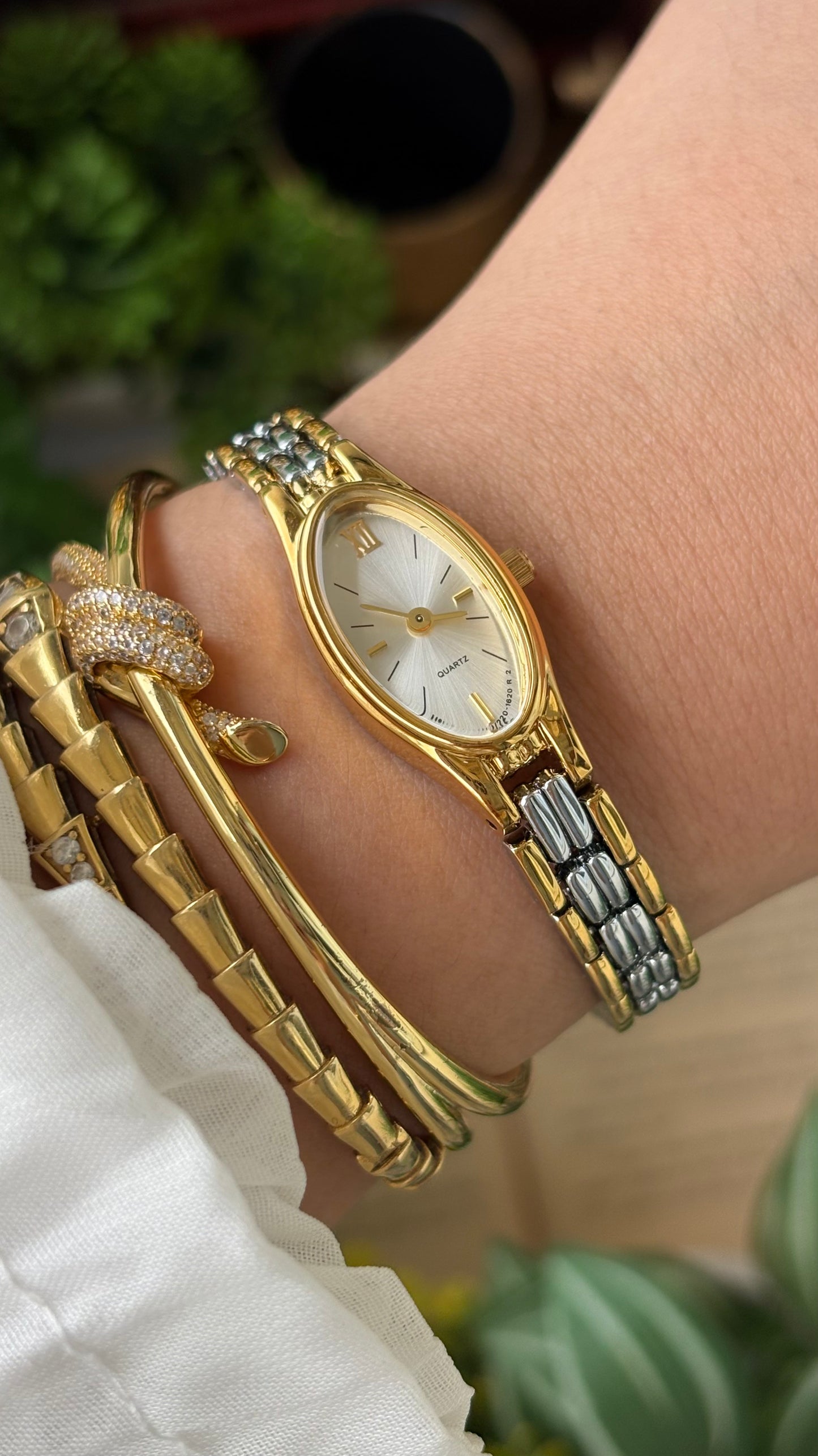 Extremely Rare Vintage Omedly Watch in Two-Tone Slim Oval Dial Seiko Inspired Quartz