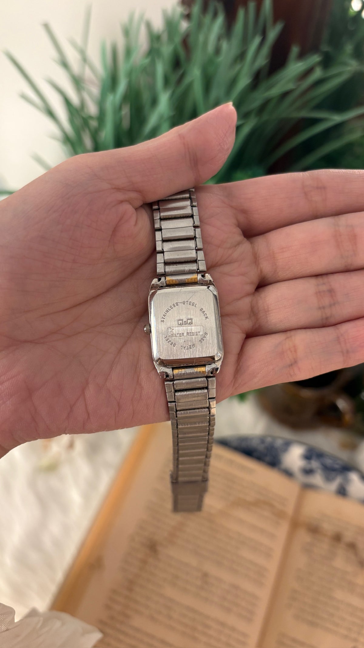 Rare Vintage Q&Q Citizen Tank Watch in Two-Tone Quartz