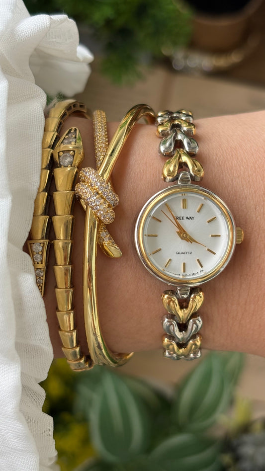 Rare Vintage Citizen Freeway Heart Bracelet Watch in Two-Tone Quartz