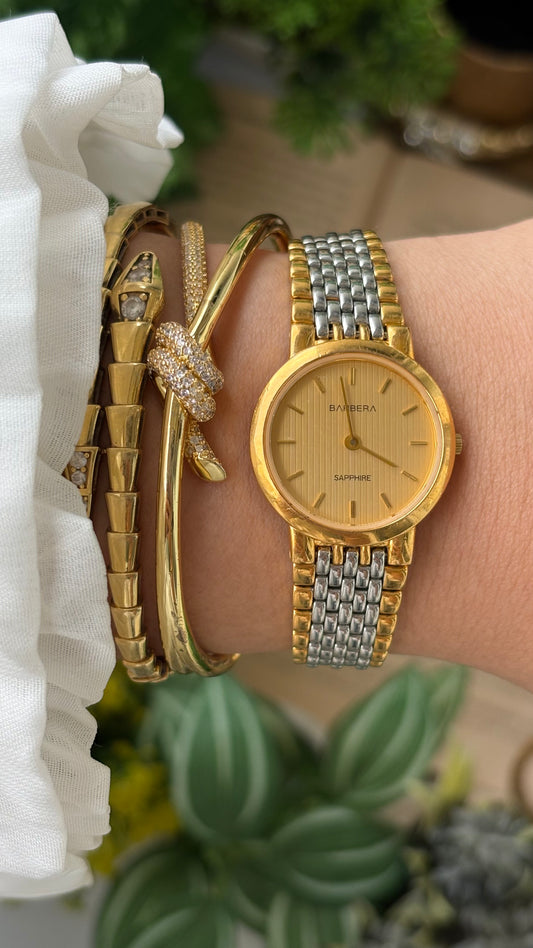 Extremely Rare Barbera Sapphire Crystal Watch in Two-Tone Omega Inspired Quartz