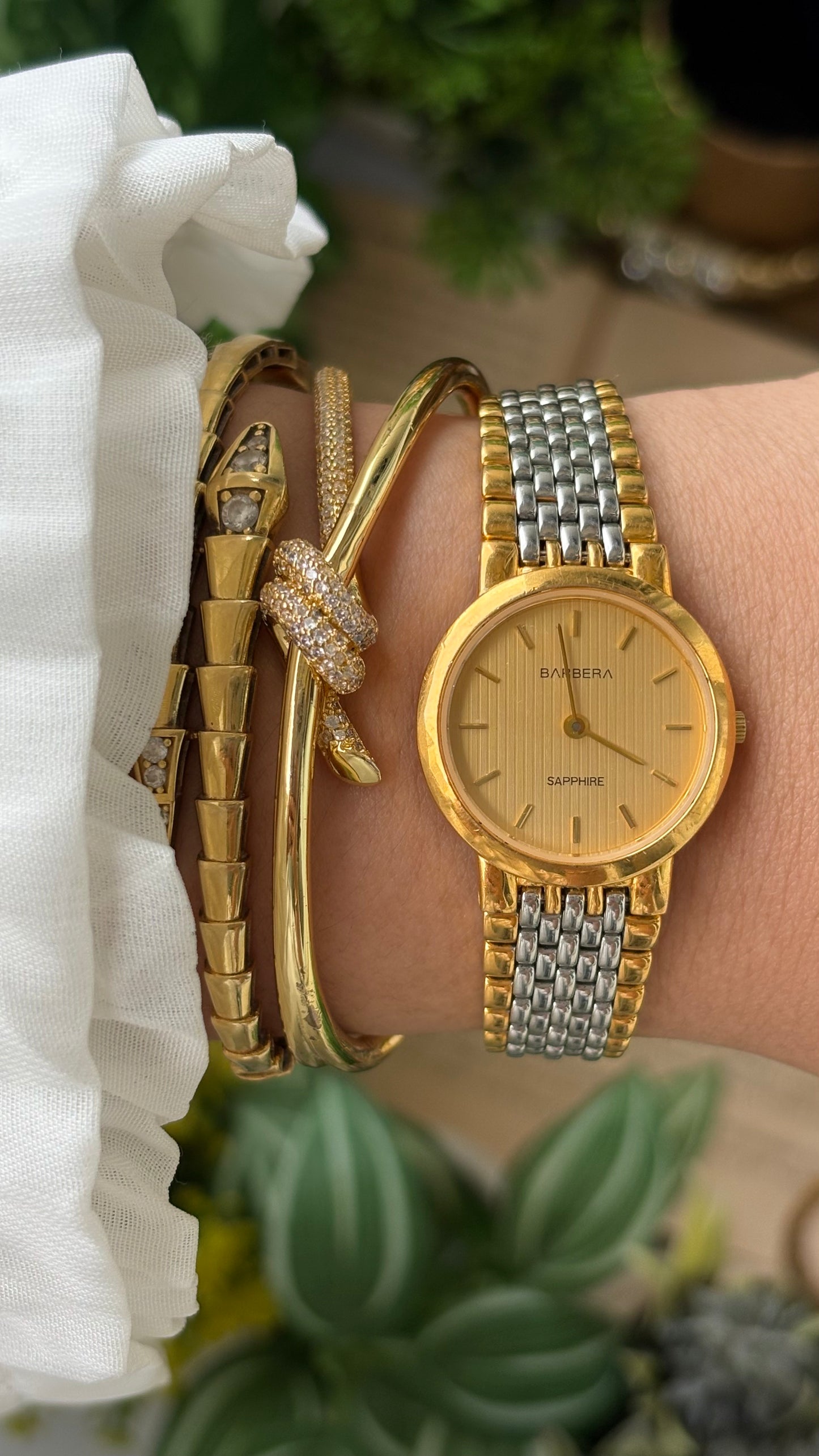 Extremely Rare Barbera Sapphire Crystal Watch in Two-Tone Omega Inspired Quartz