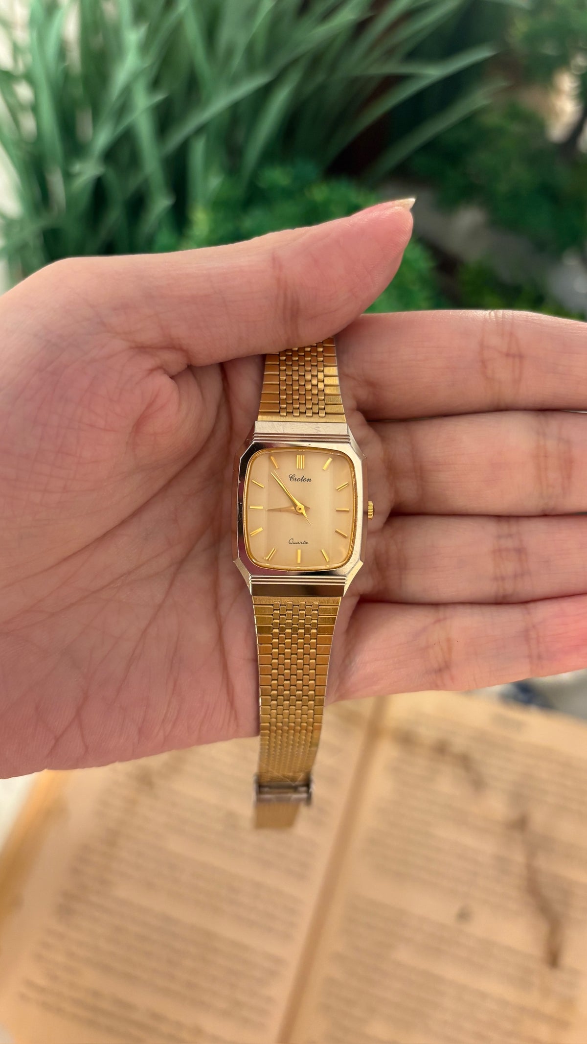 Vintage Croton Tank Watch in Gold Tone Quartz