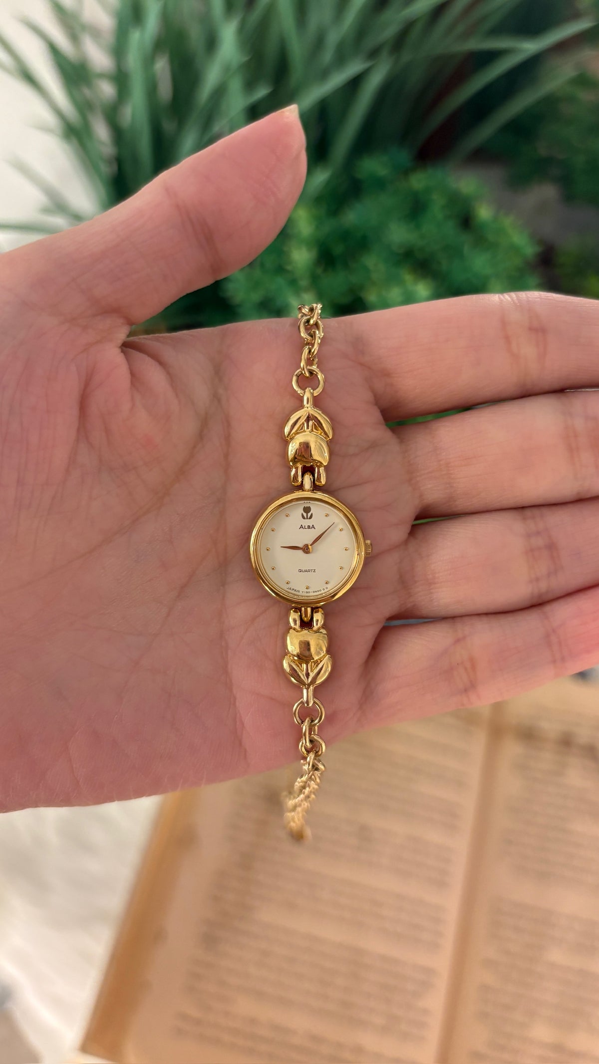 Rare Vintage Alba Seiko Tulip Bracelet Watch in Gold Tone Quartz