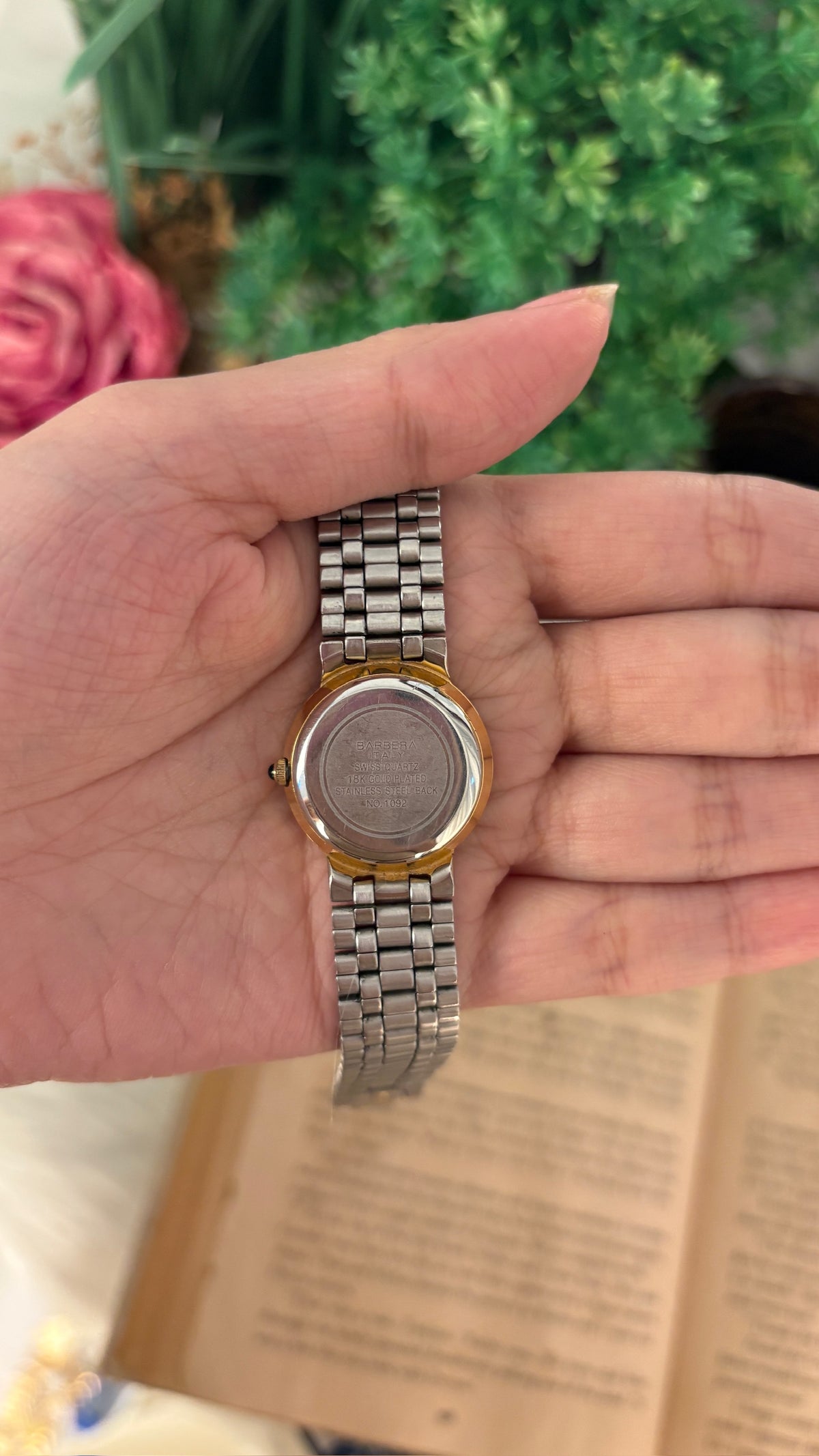 Rare Vintage Barbera Italy 18K Gold Plated Watch in Two-Tone Quartz
