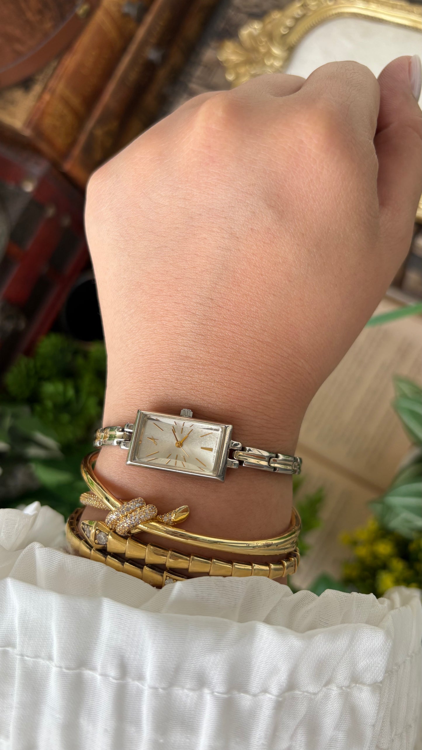 Vintage Attenir Tank Watch in Two-Tone Minimalist Dial Quartz