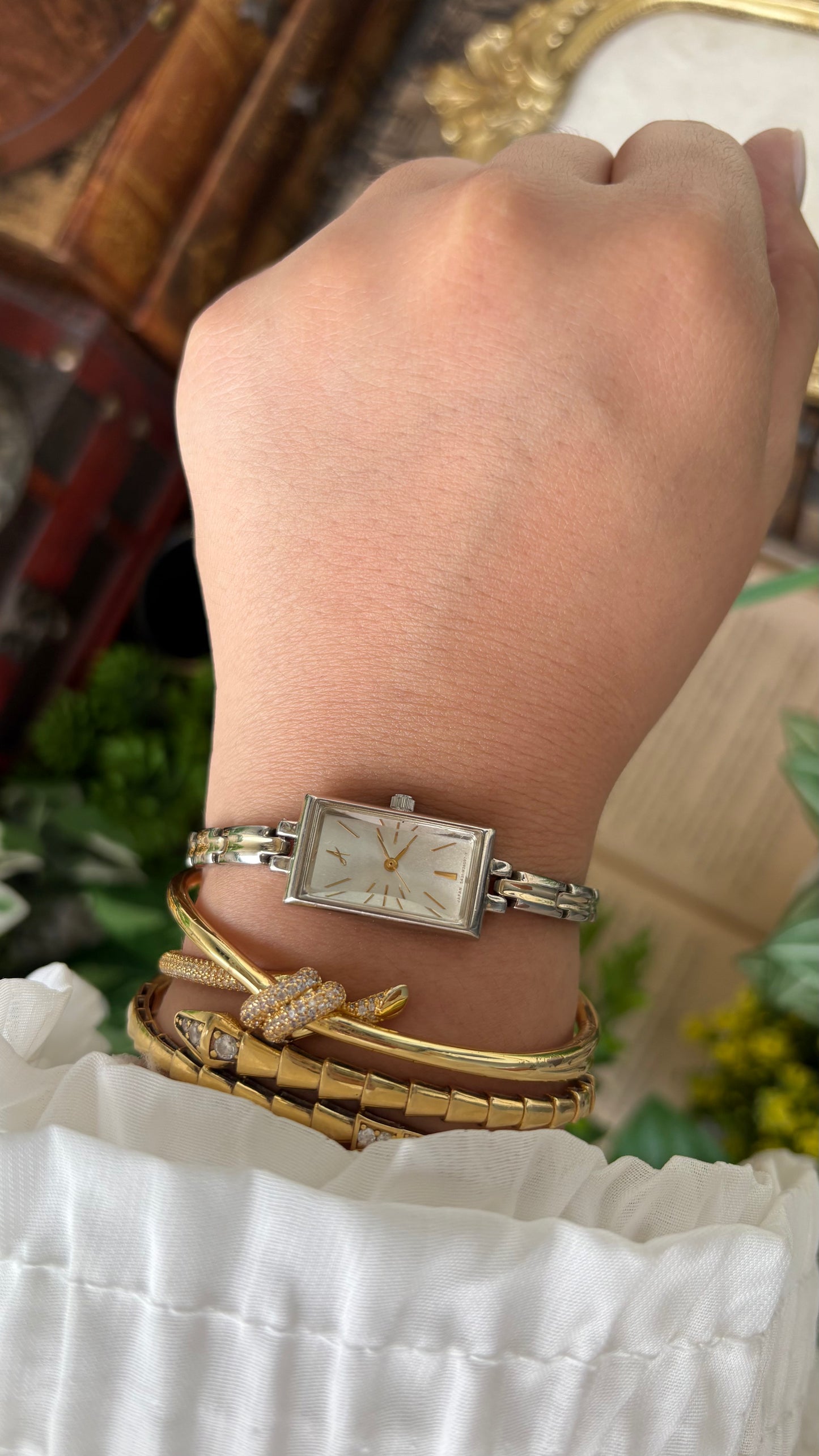 Vintage Attenir Tank Watch in Two-Tone Minimalist Dial Quartz