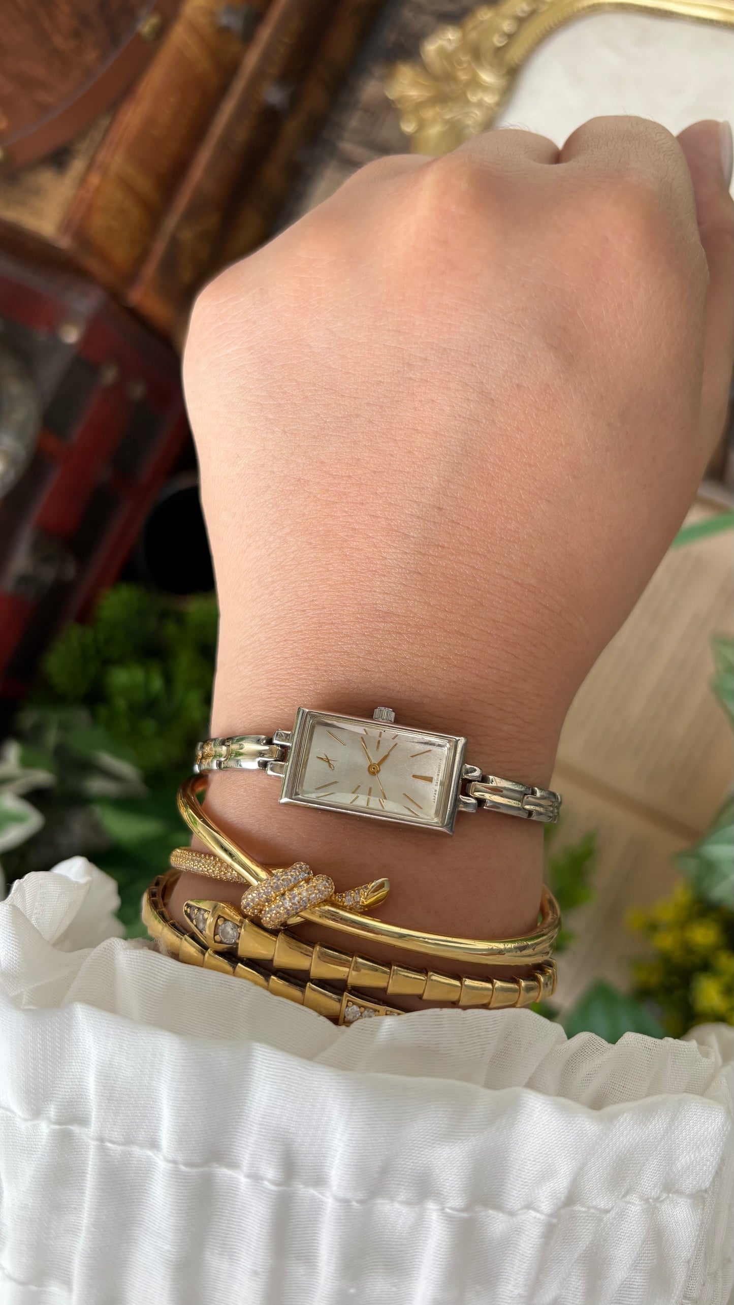 Vintage Attenir Tank Watch in Two-Tone Minimalist Dial Quartz