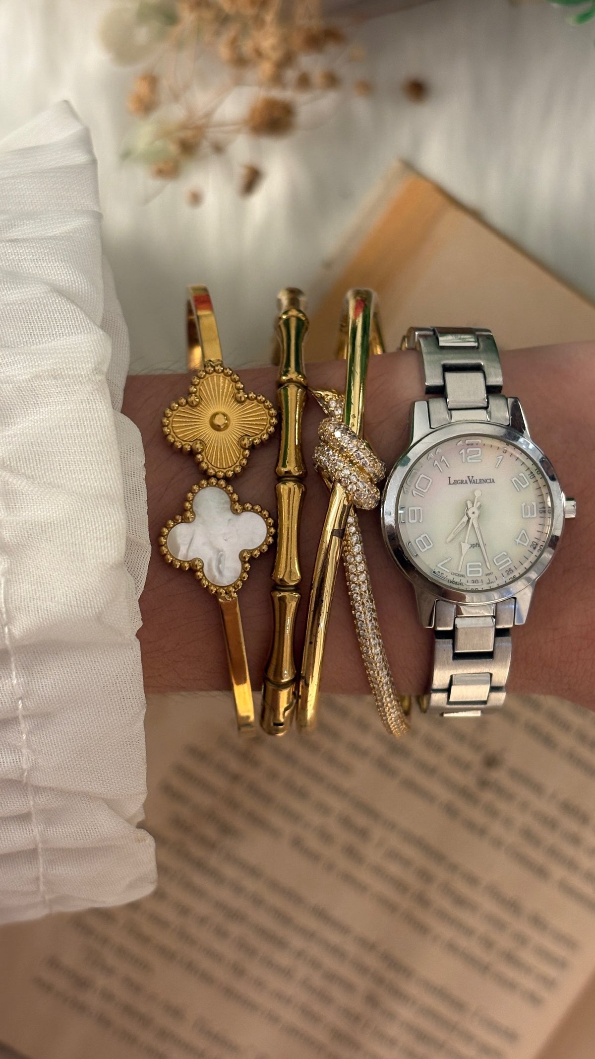 Rare Legra Valencia Mother of Pearl Dial Sapphire Glass Watch in Silver Tone Quartz