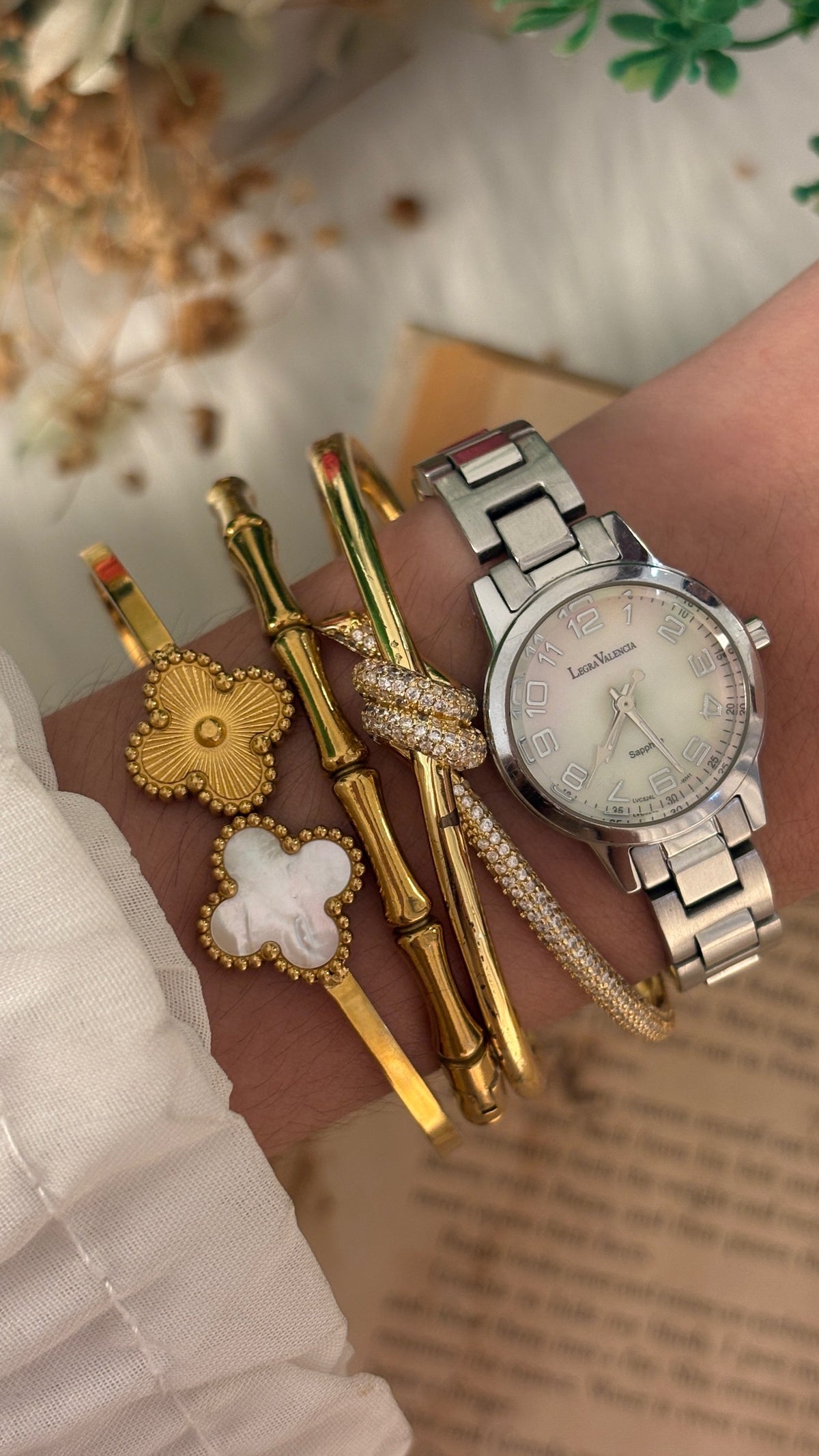 Rare Legra Valencia Mother of Pearl Dial Sapphire Glass Watch in Silver Tone Quartz
