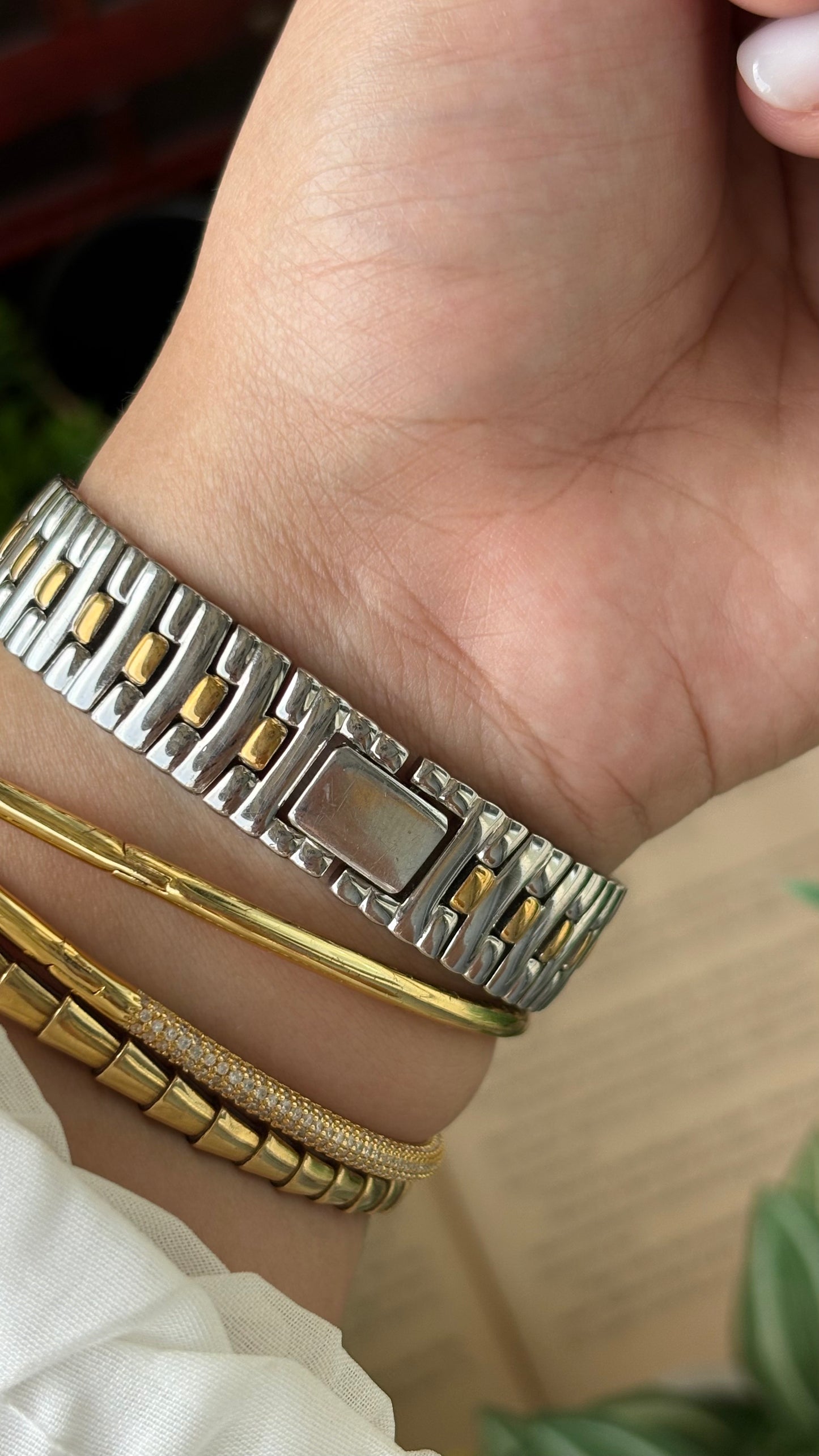 Vintage Mario Valentino Swiss Watch in Two-Tone Silver Dial Quartz