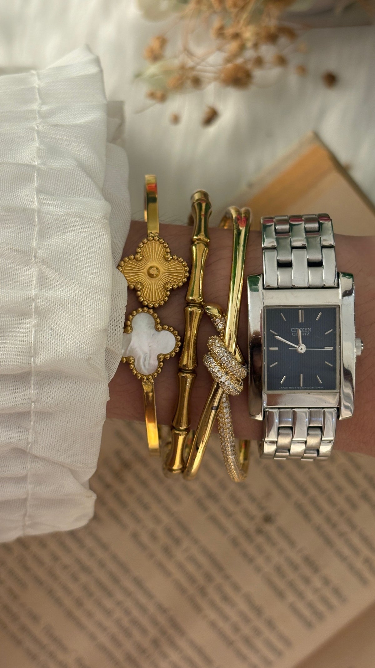 Rare Vintage Citizen Tank Watch in Silver Tone Quartz
