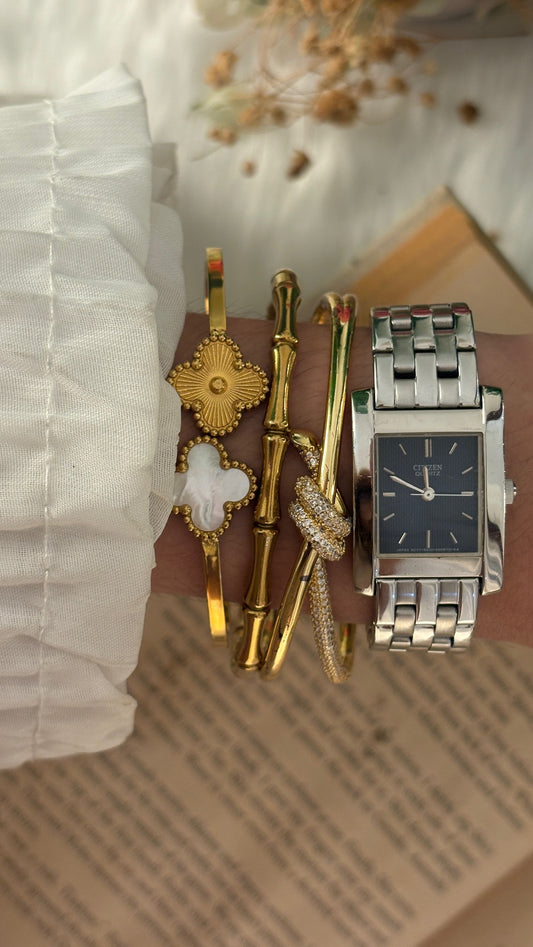 Rare Vintage Citizen Tank Watch in Silver Tone Quartz