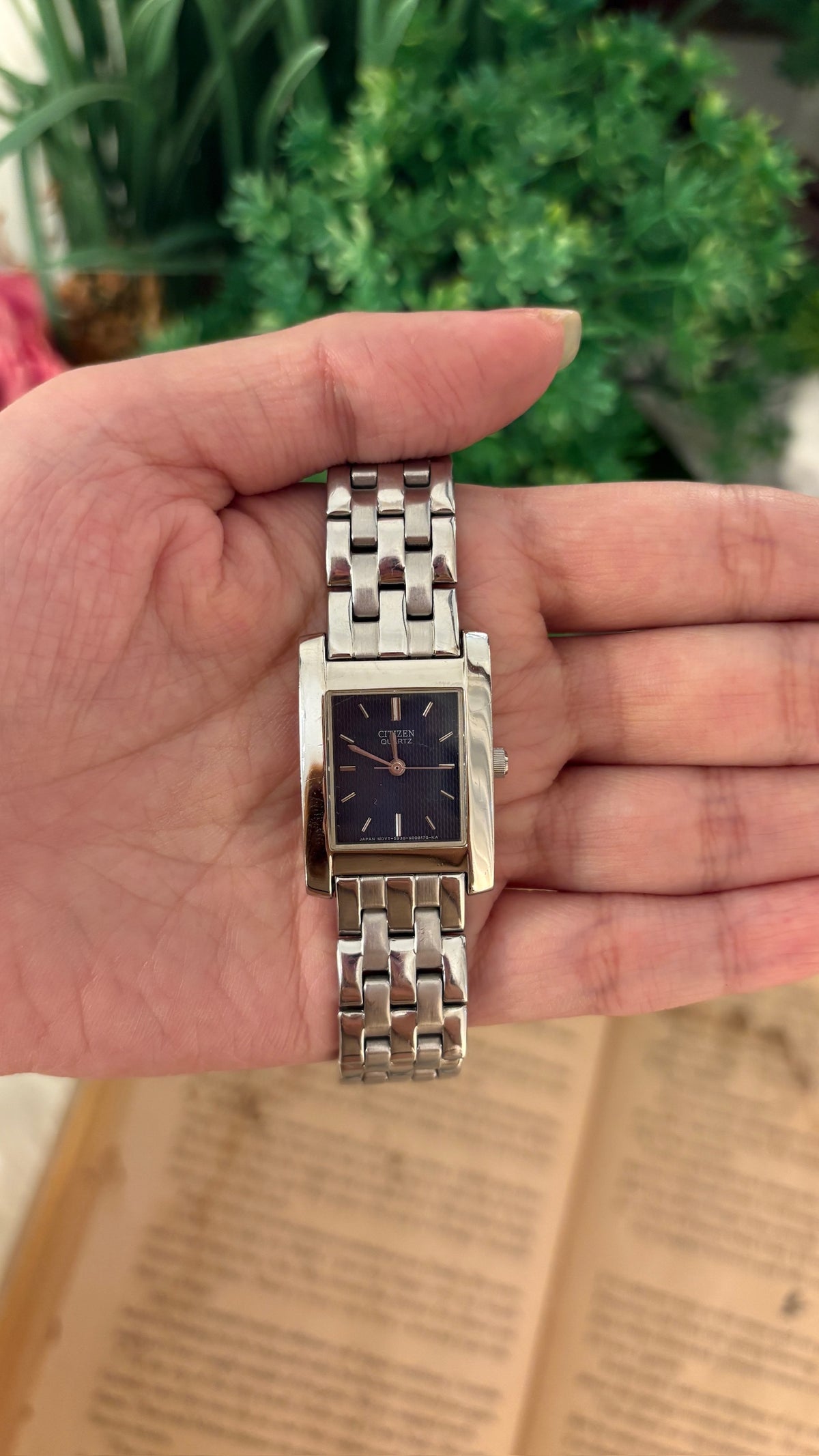 Rare Vintage Citizen Tank Watch in Silver Tone Quartz